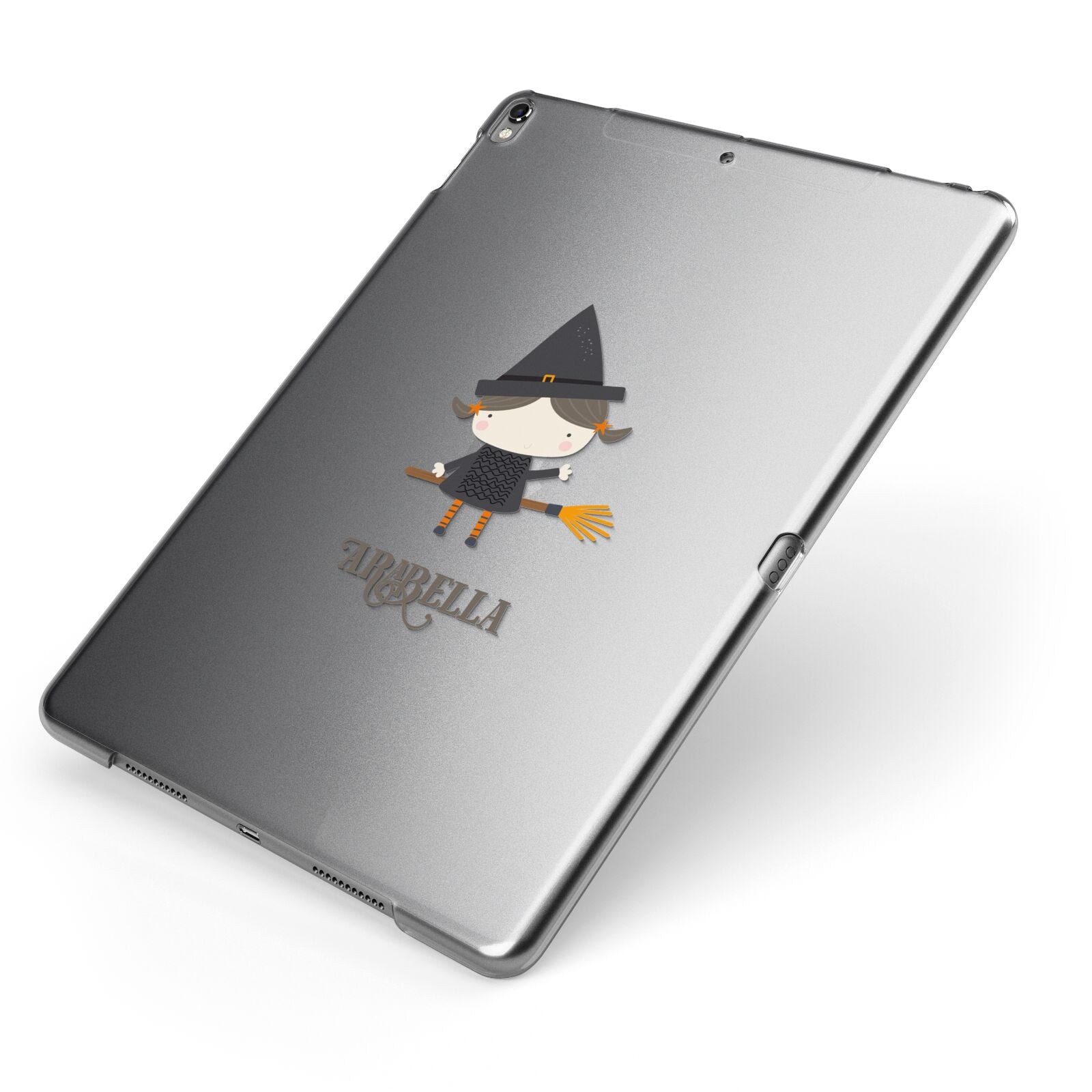 Girl Witch Personalised Apple iPad Case on Grey iPad Side View
