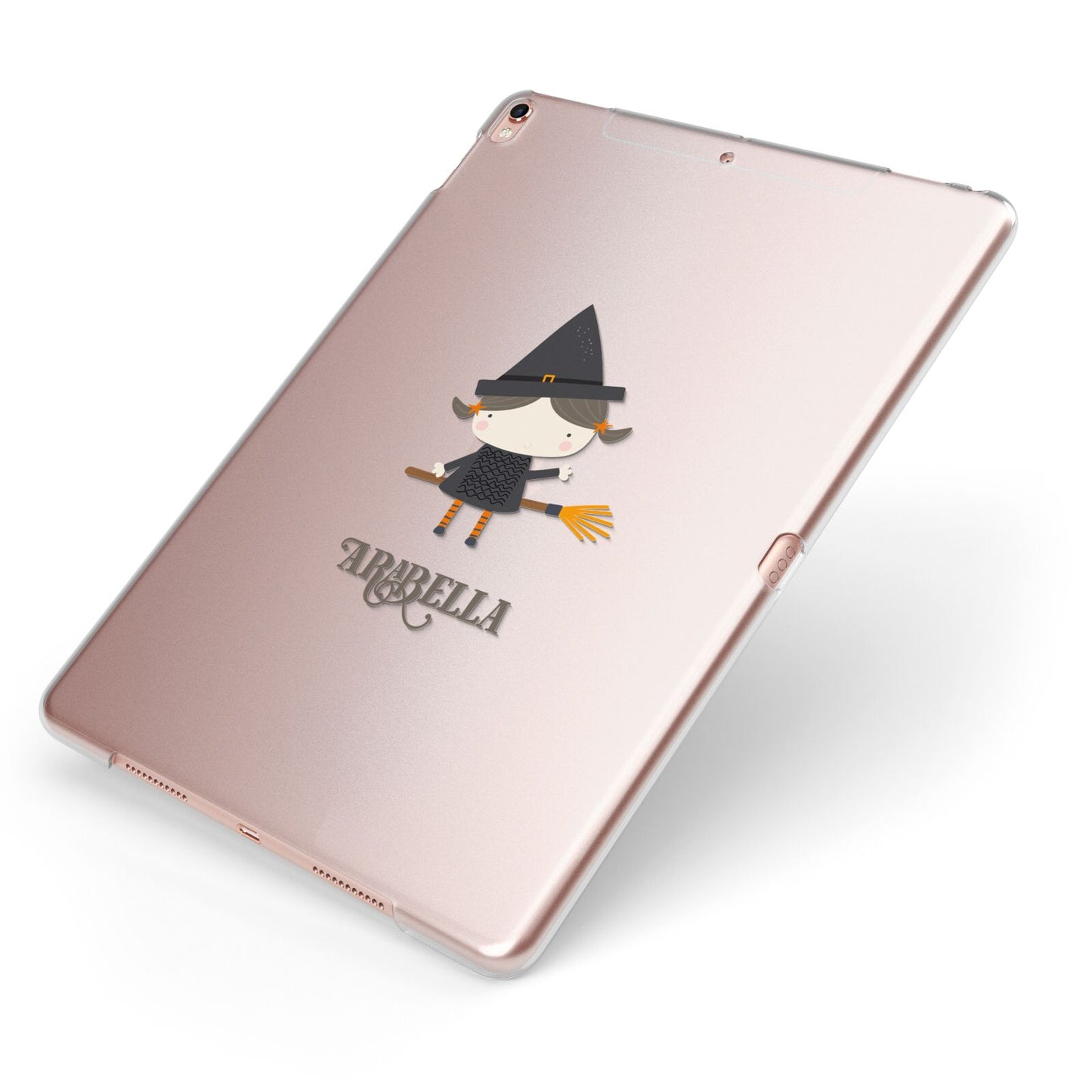 Girl Witch Personalised Apple iPad Case on Rose Gold iPad Side View