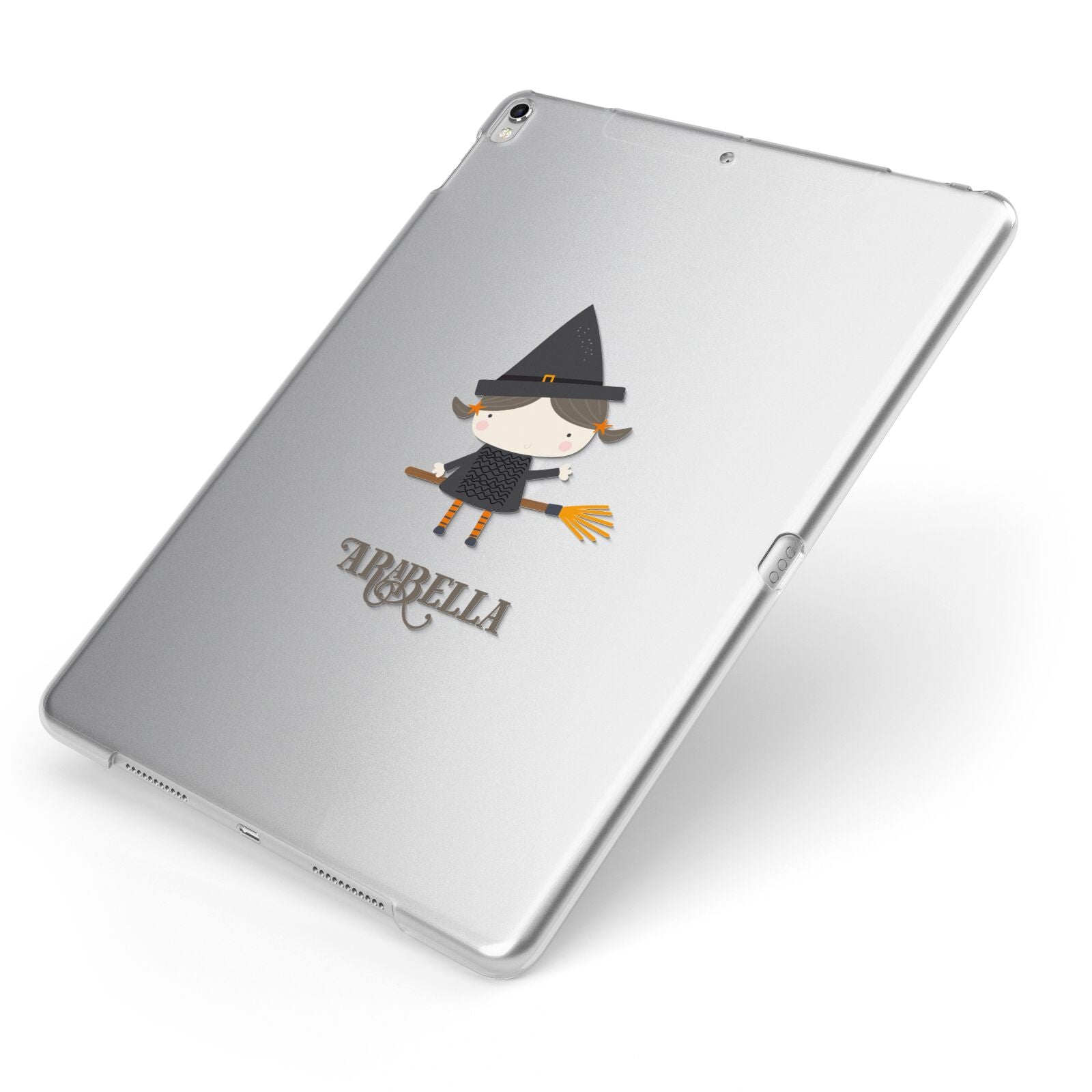 Girl Witch Personalised Apple iPad Case on Silver iPad Side View