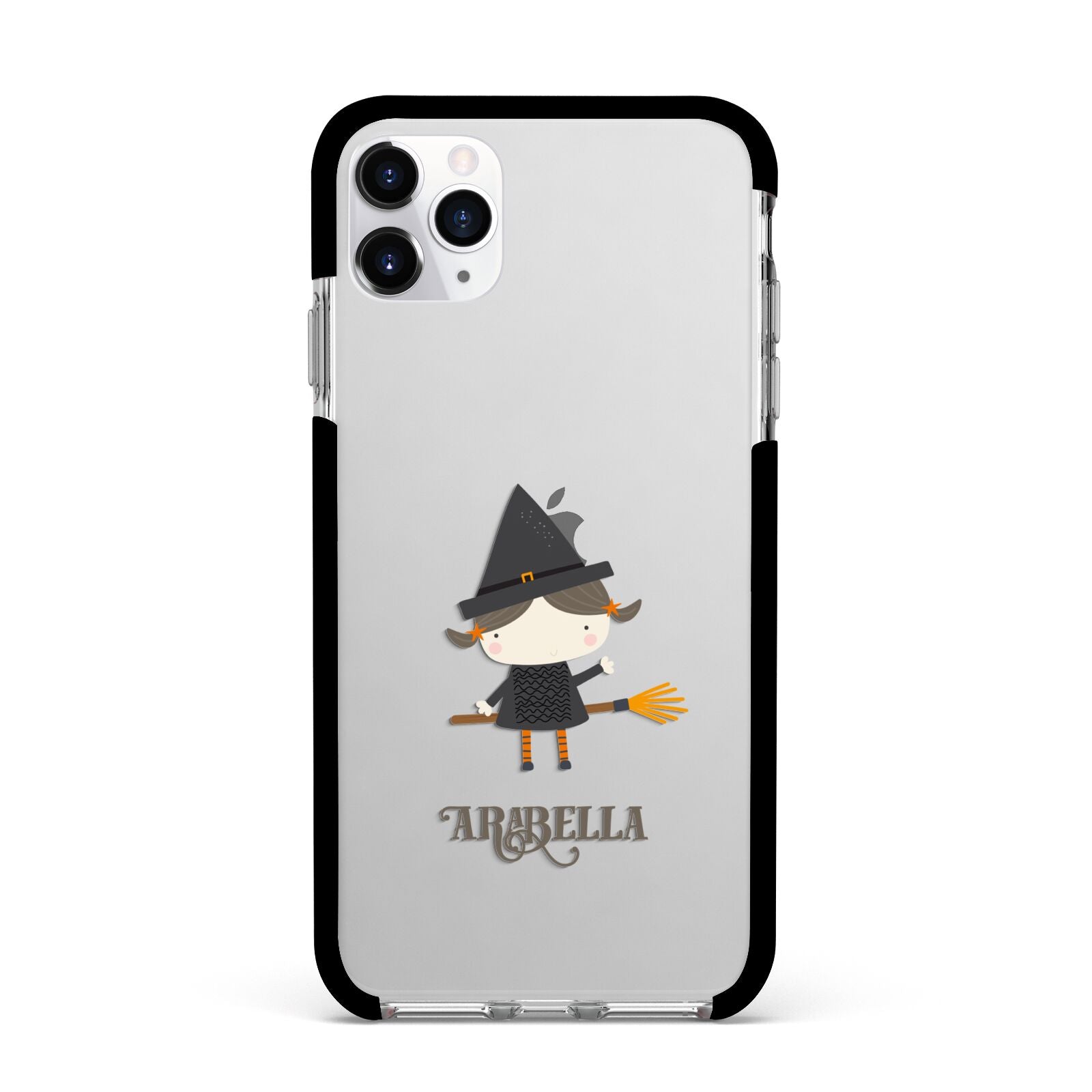 Girl Witch Personalised Apple iPhone 11 Pro Max in Silver with Black Impact Case