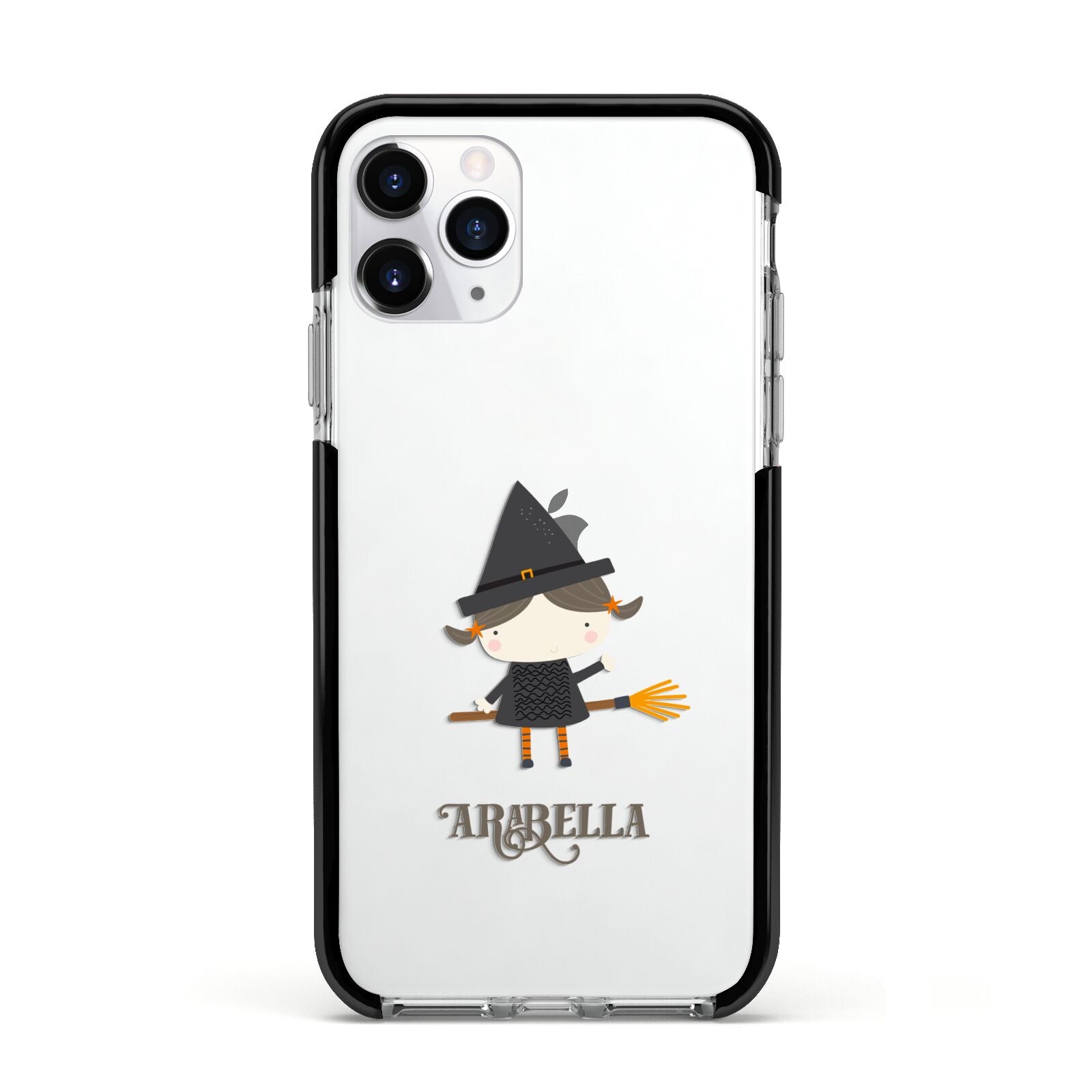Girl Witch Personalised Apple iPhone 11 Pro in Silver with Black Impact Case