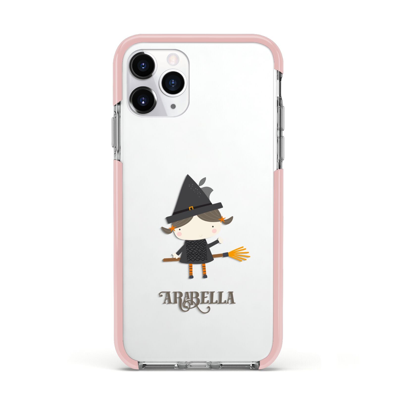 Girl Witch Personalised Apple iPhone 11 Pro in Silver with Pink Impact Case