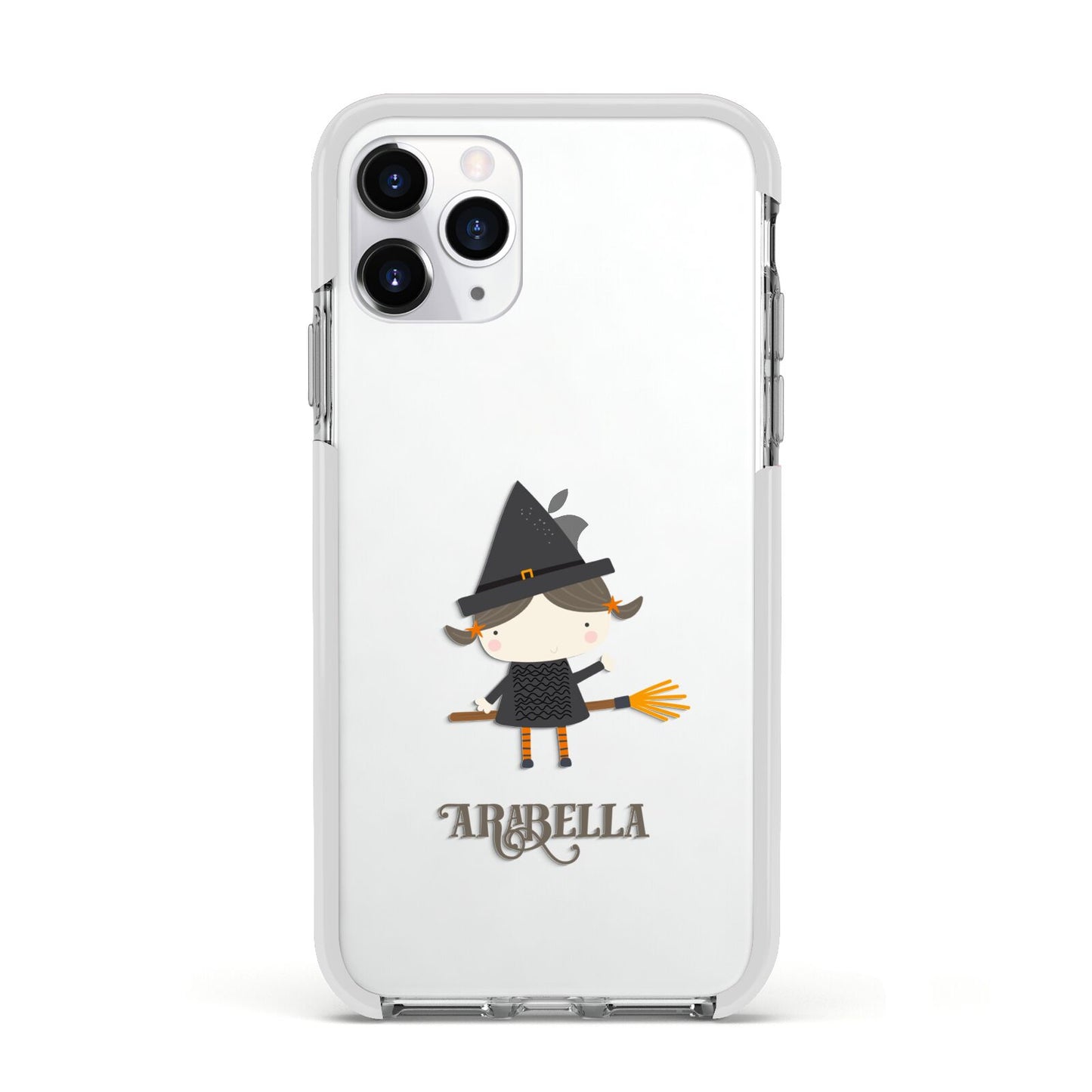 Girl Witch Personalised Apple iPhone 11 Pro in Silver with White Impact Case