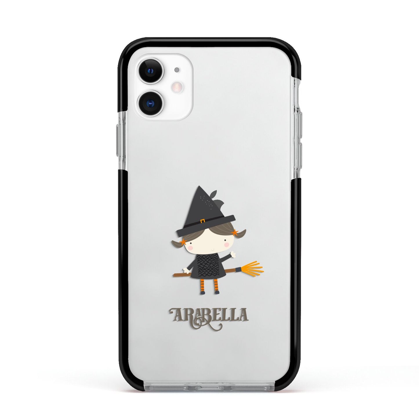 Girl Witch Personalised Apple iPhone 11 in White with Black Impact Case