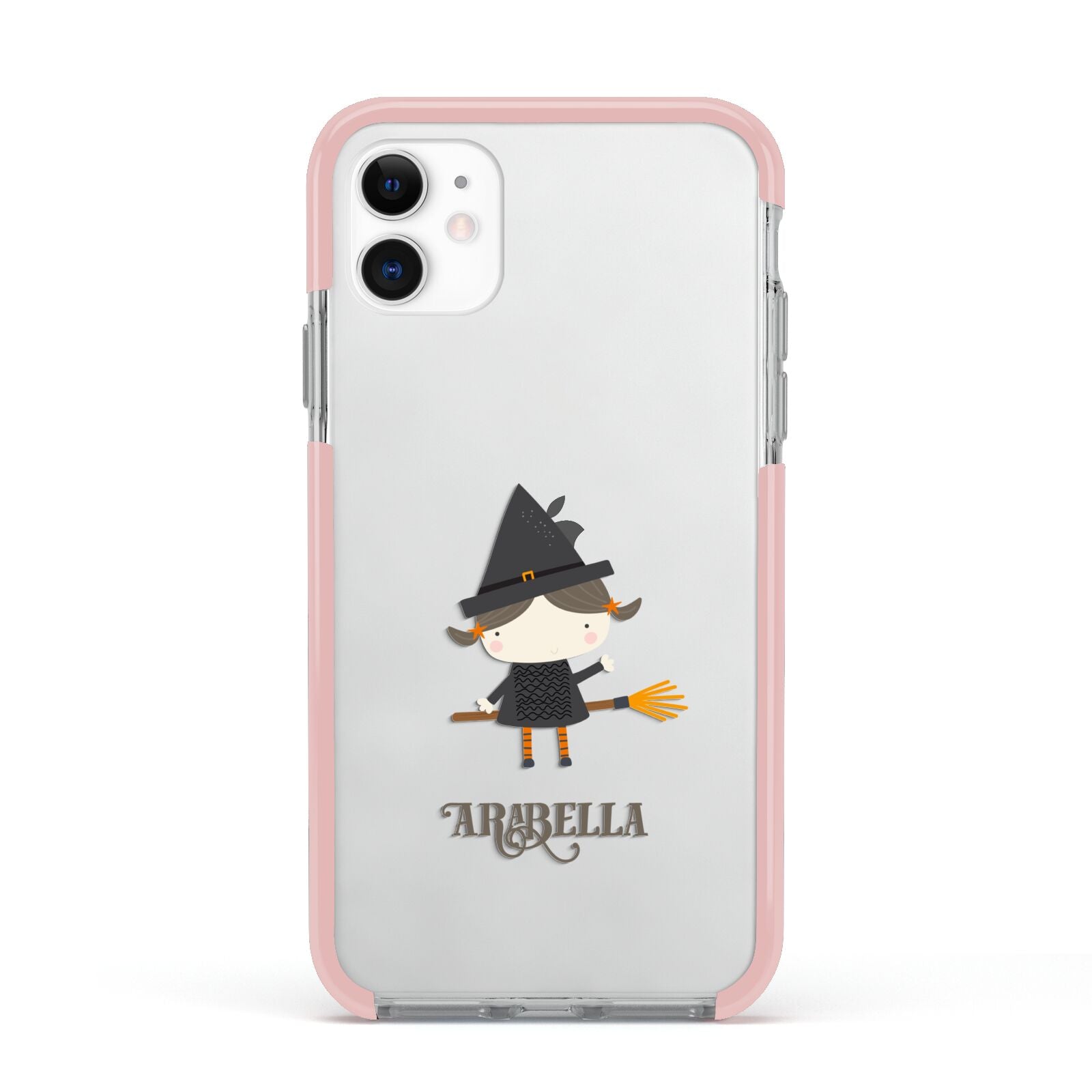 Girl Witch Personalised Apple iPhone 11 in White with Pink Impact Case