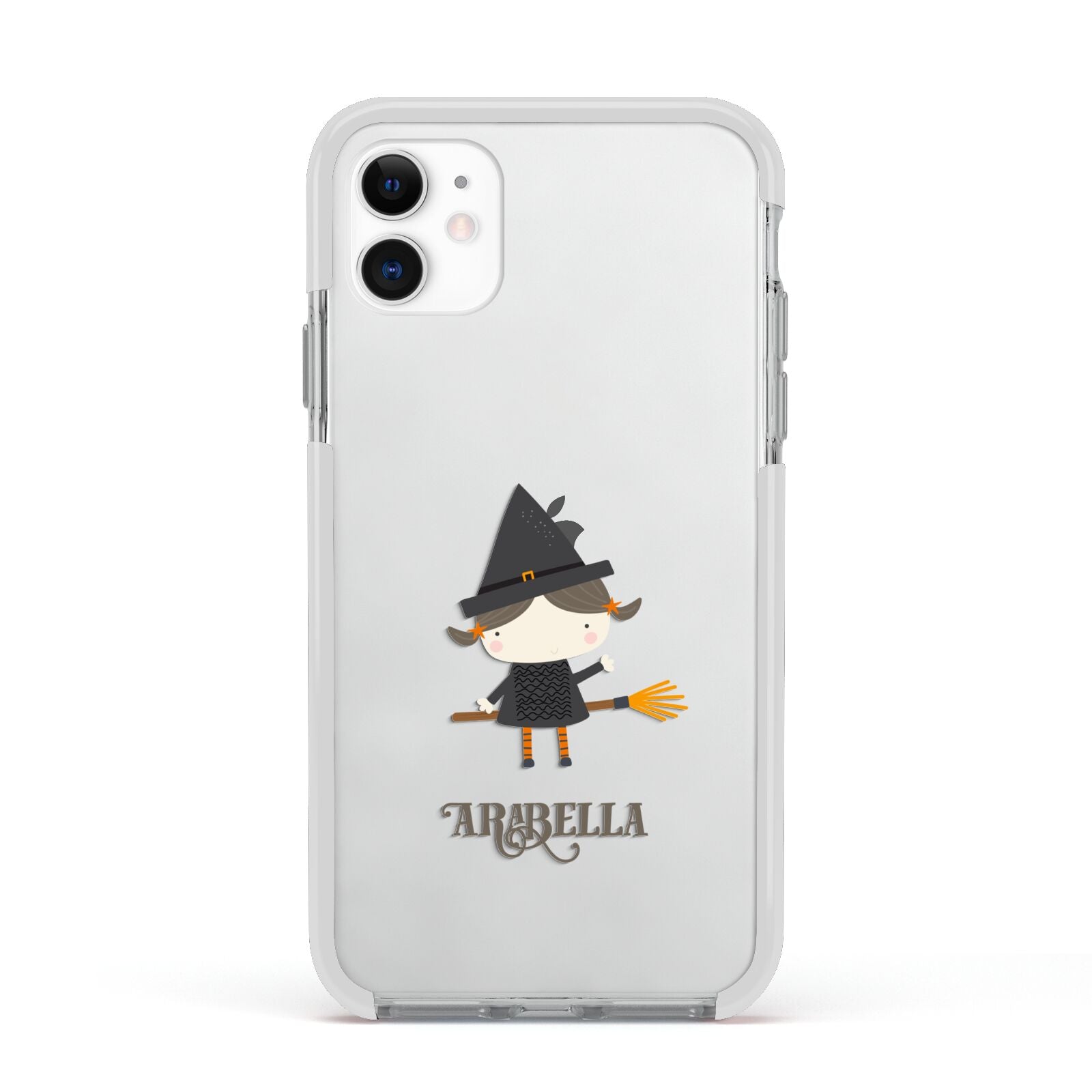 Girl Witch Personalised Apple iPhone 11 in White with White Impact Case