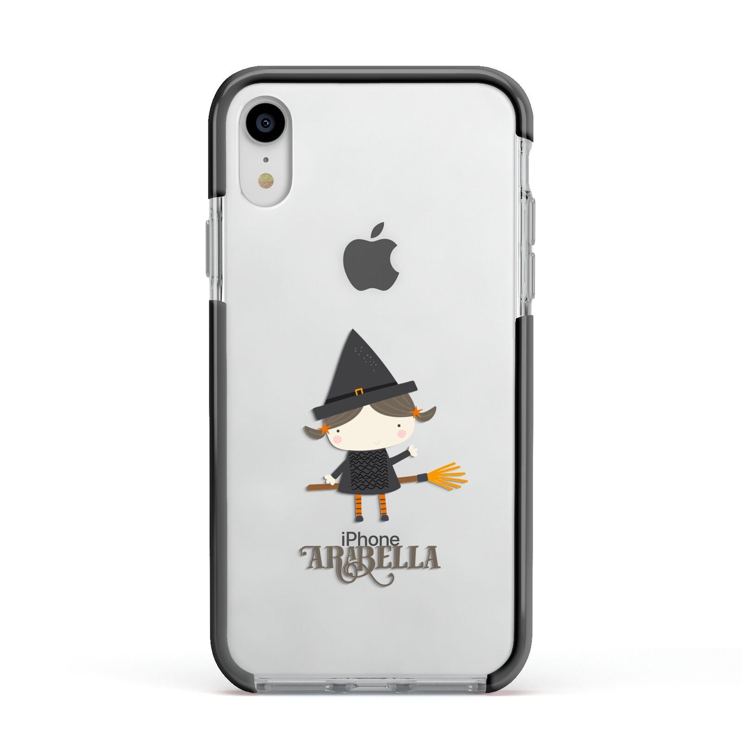 Girl Witch Personalised Apple iPhone XR Impact Case Black Edge on Silver Phone