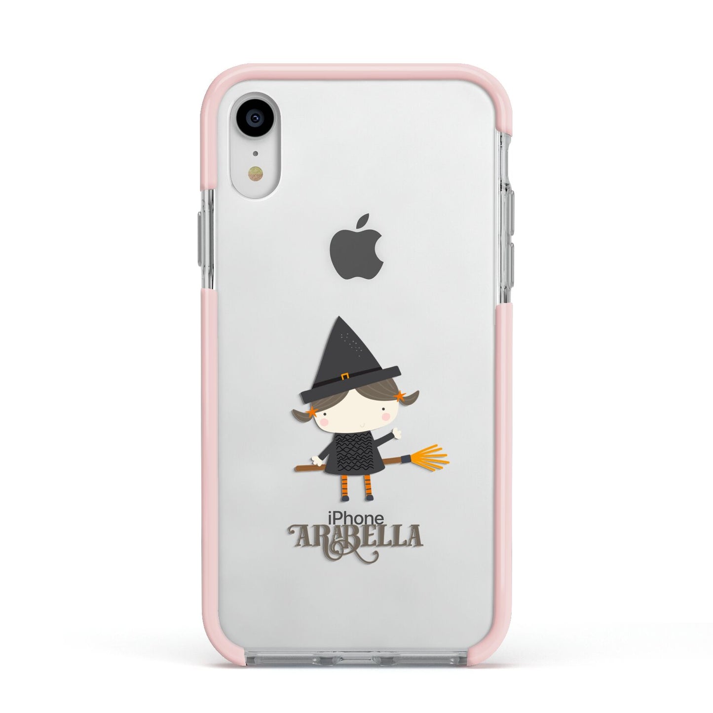 Girl Witch Personalised Apple iPhone XR Impact Case Pink Edge on Silver Phone