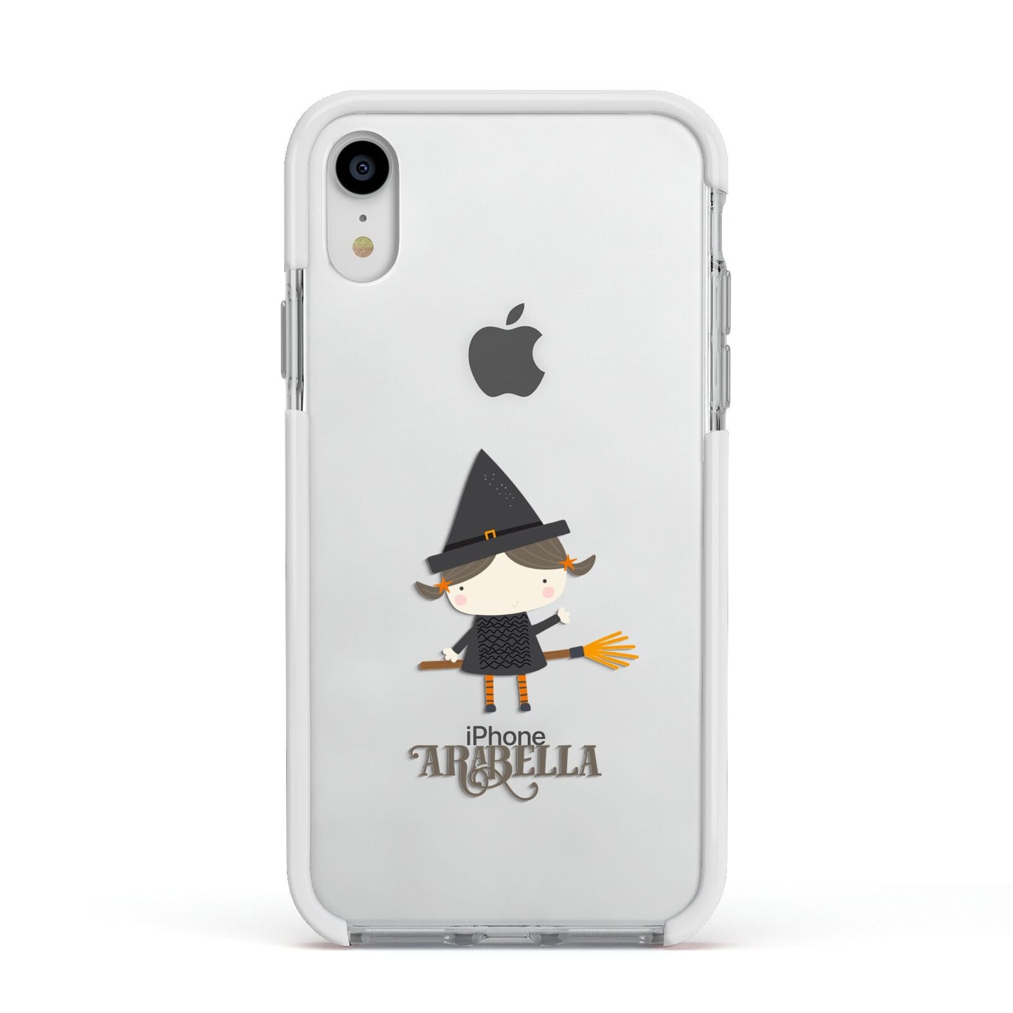 Girl Witch Personalised Apple iPhone XR Impact Case White Edge on Silver Phone