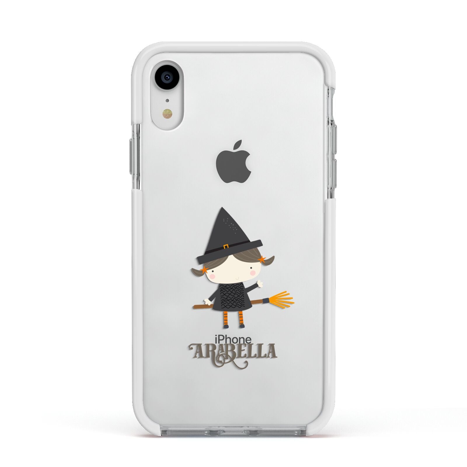 Girl Witch Personalised Apple iPhone XR Impact Case White Edge on Silver Phone