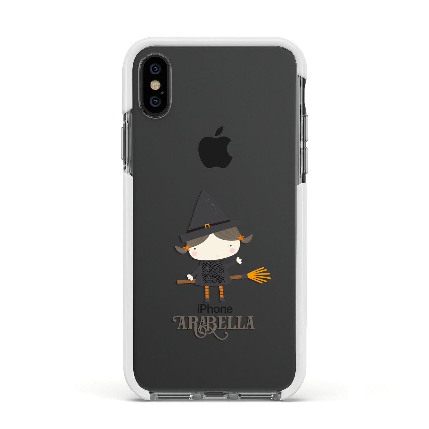 Girl Witch Personalised Apple iPhone Xs Impact Case White Edge on Black Phone