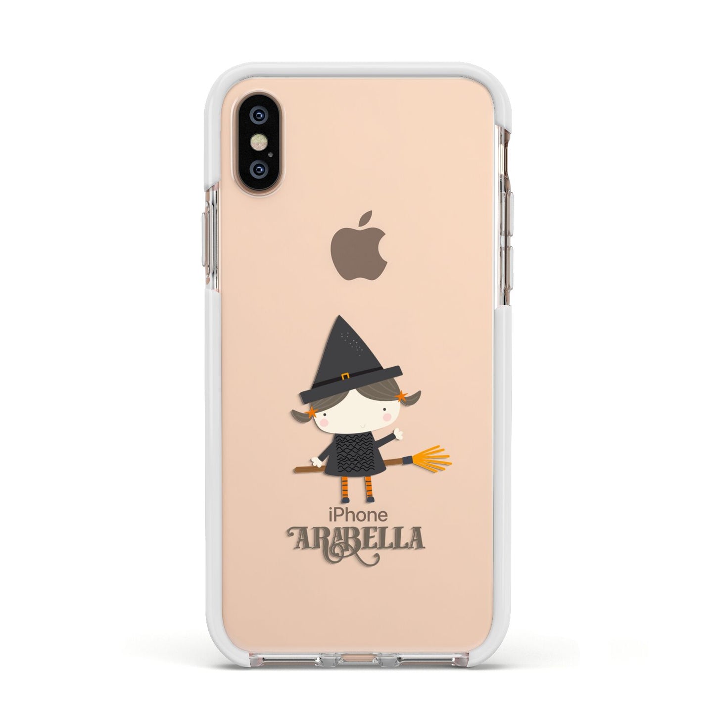 Girl Witch Personalised Apple iPhone Xs Impact Case White Edge on Gold Phone