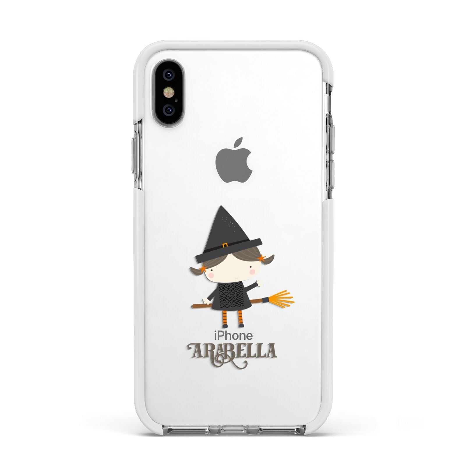 Girl Witch Personalised Apple iPhone Xs Impact Case White Edge on Silver Phone