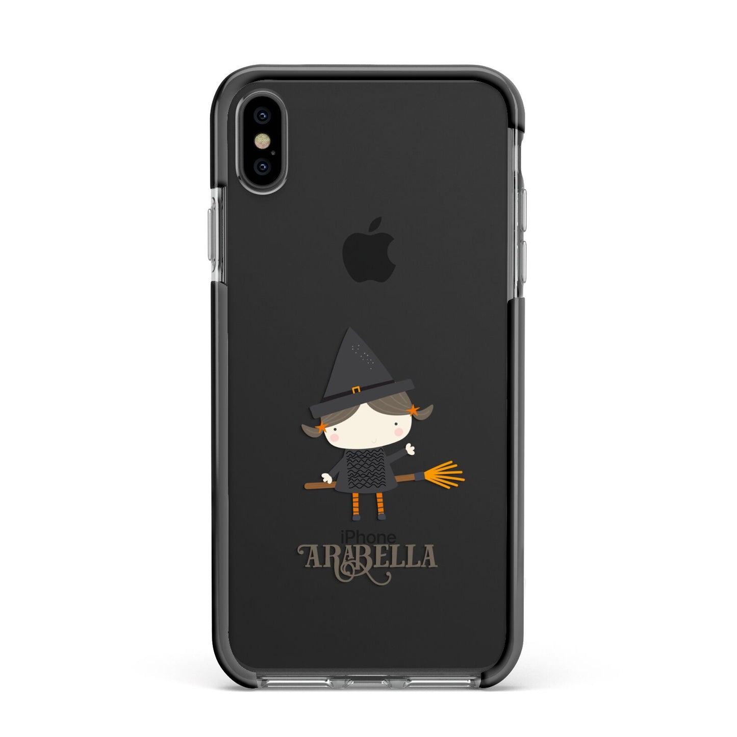 Girl Witch Personalised Apple iPhone Xs Max Impact Case Black Edge on Black Phone