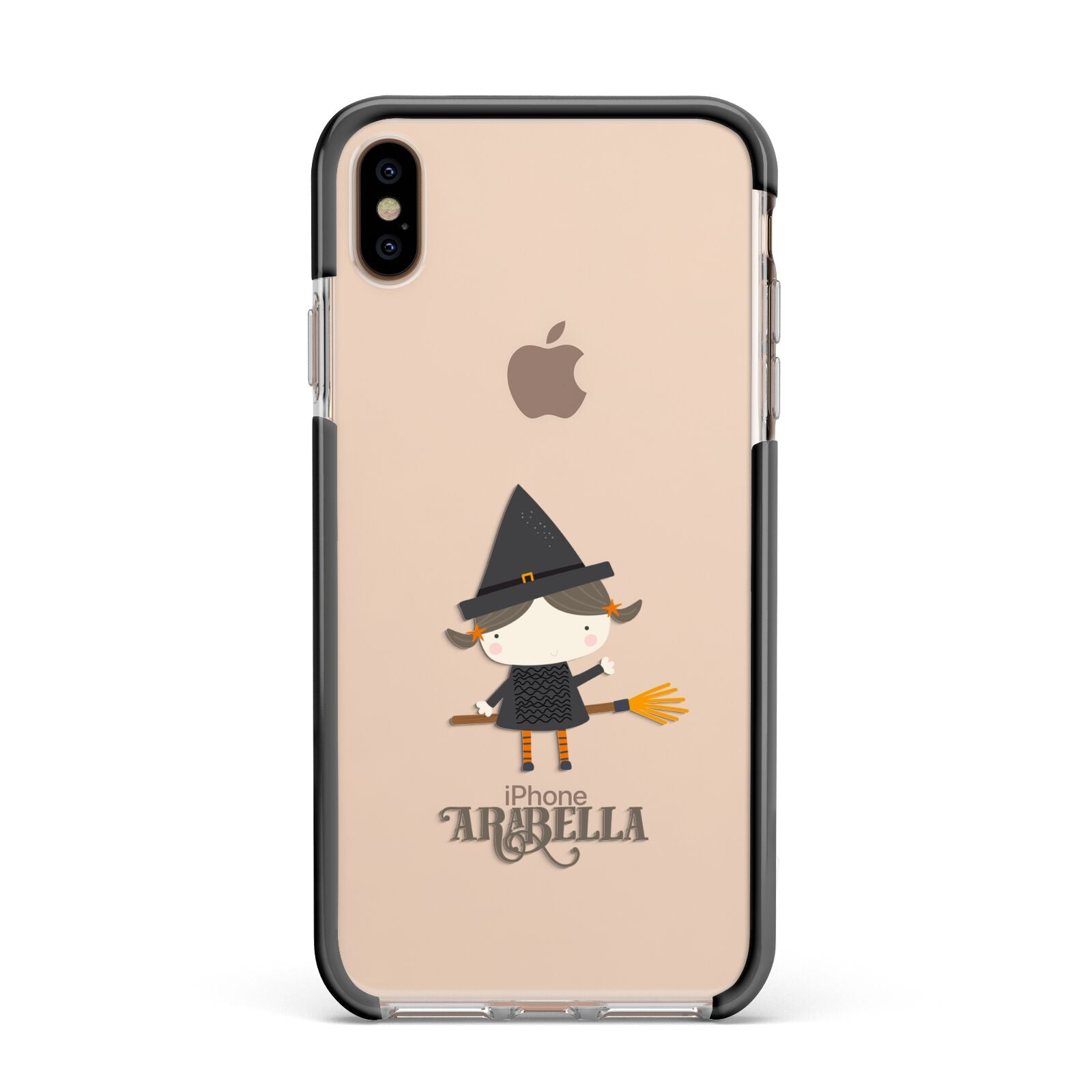 Girl Witch Personalised Apple iPhone Xs Max Impact Case Black Edge on Gold Phone