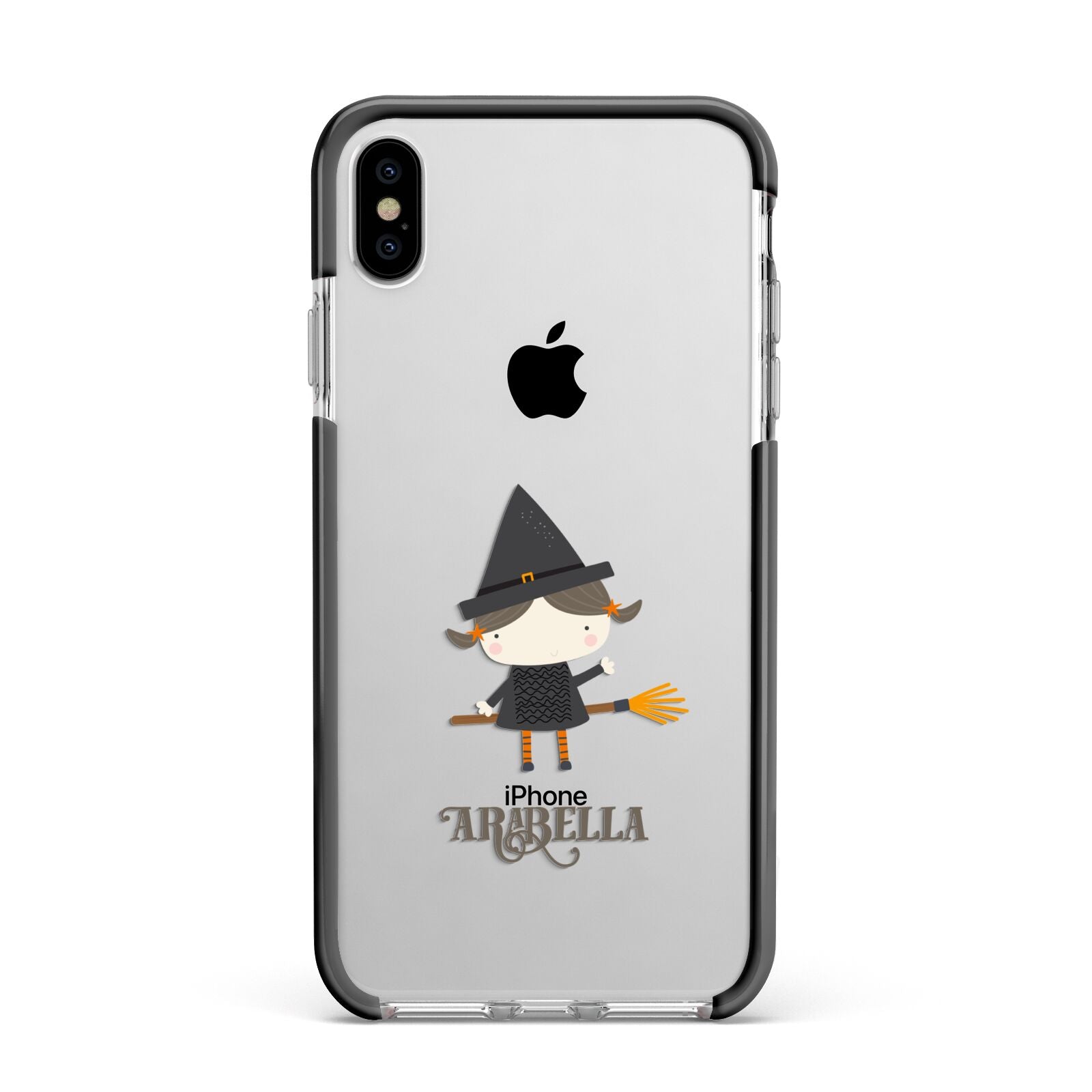Girl Witch Personalised Apple iPhone Xs Max Impact Case Black Edge on Silver Phone