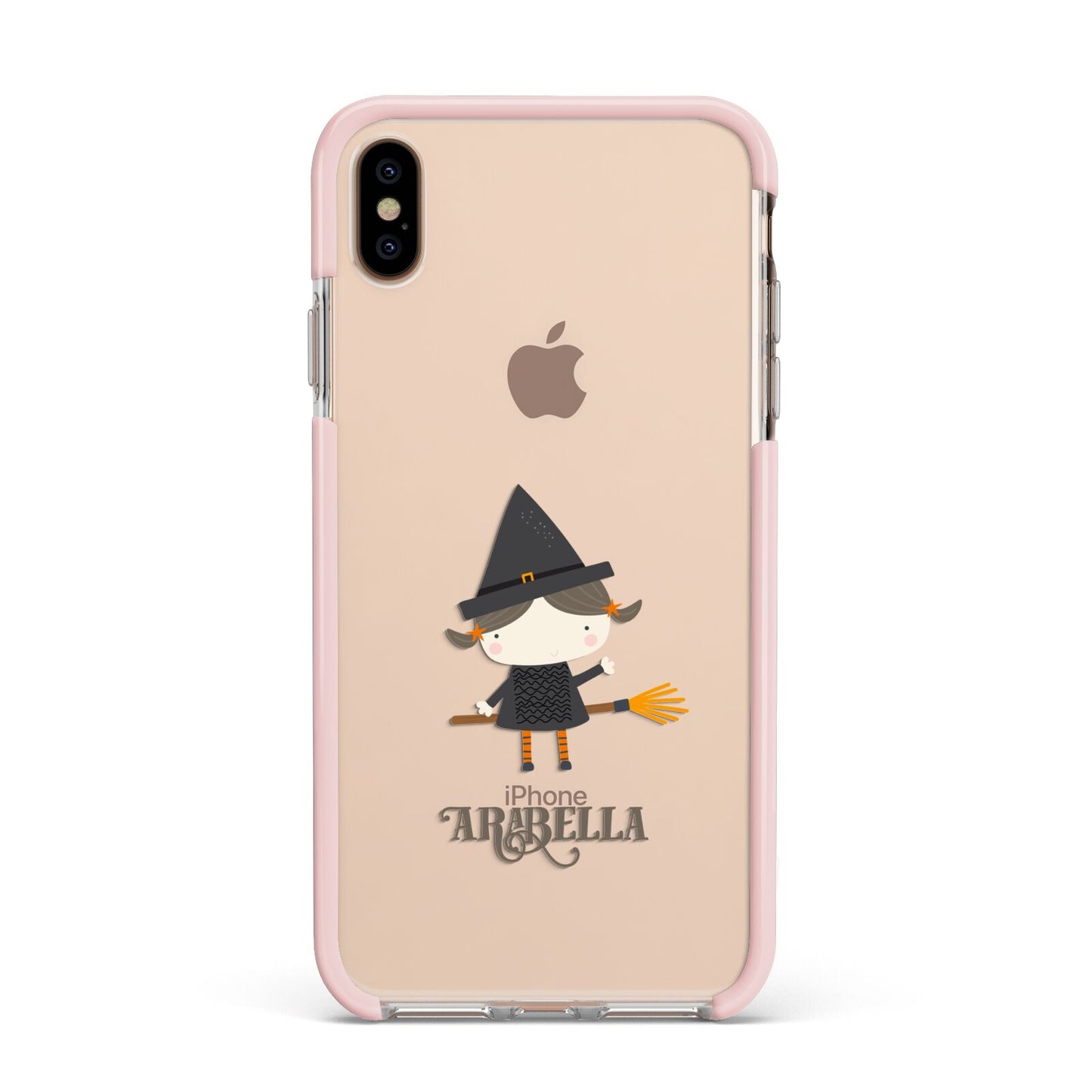 Girl Witch Personalised Apple iPhone Xs Max Impact Case Pink Edge on Gold Phone