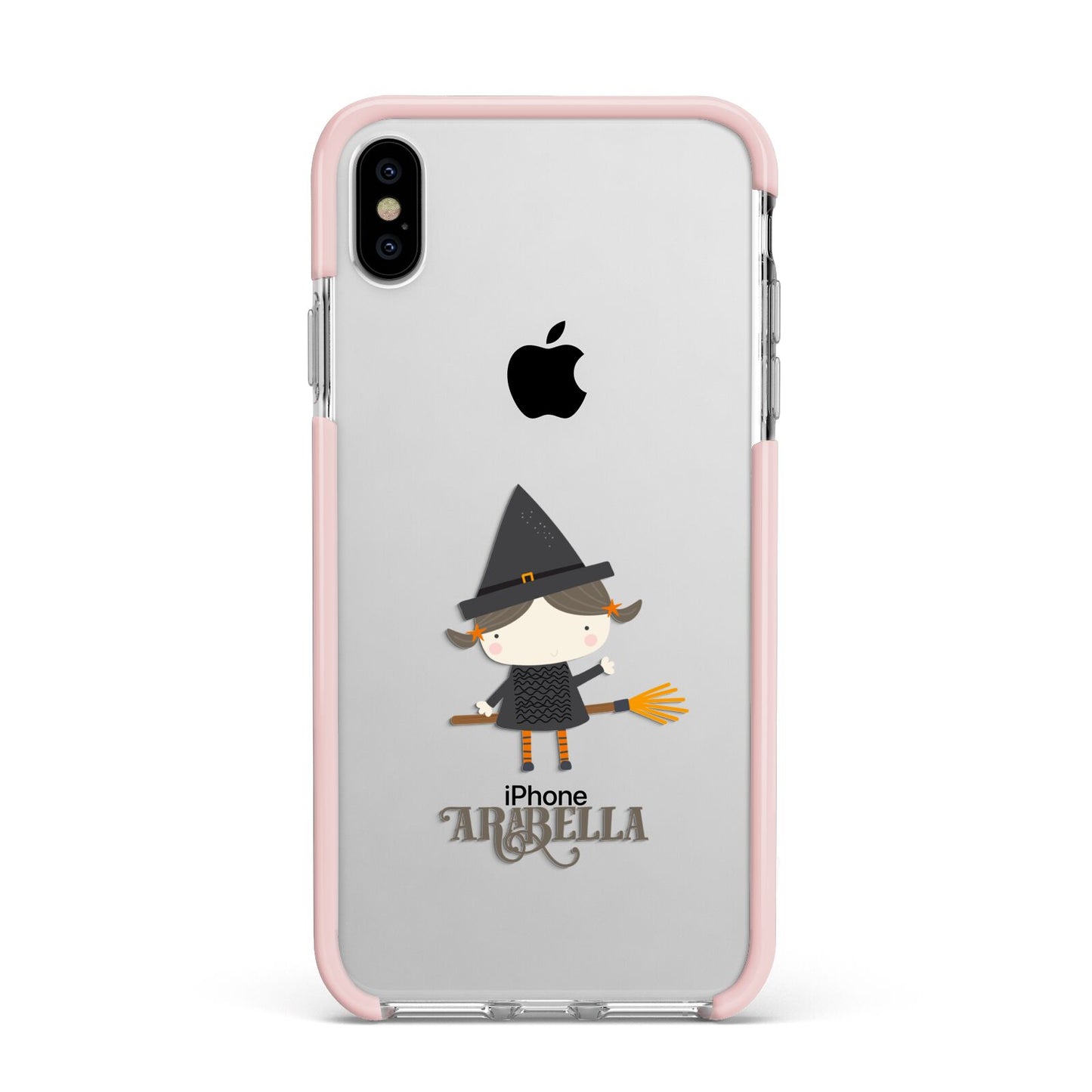 Girl Witch Personalised Apple iPhone Xs Max Impact Case Pink Edge on Silver Phone