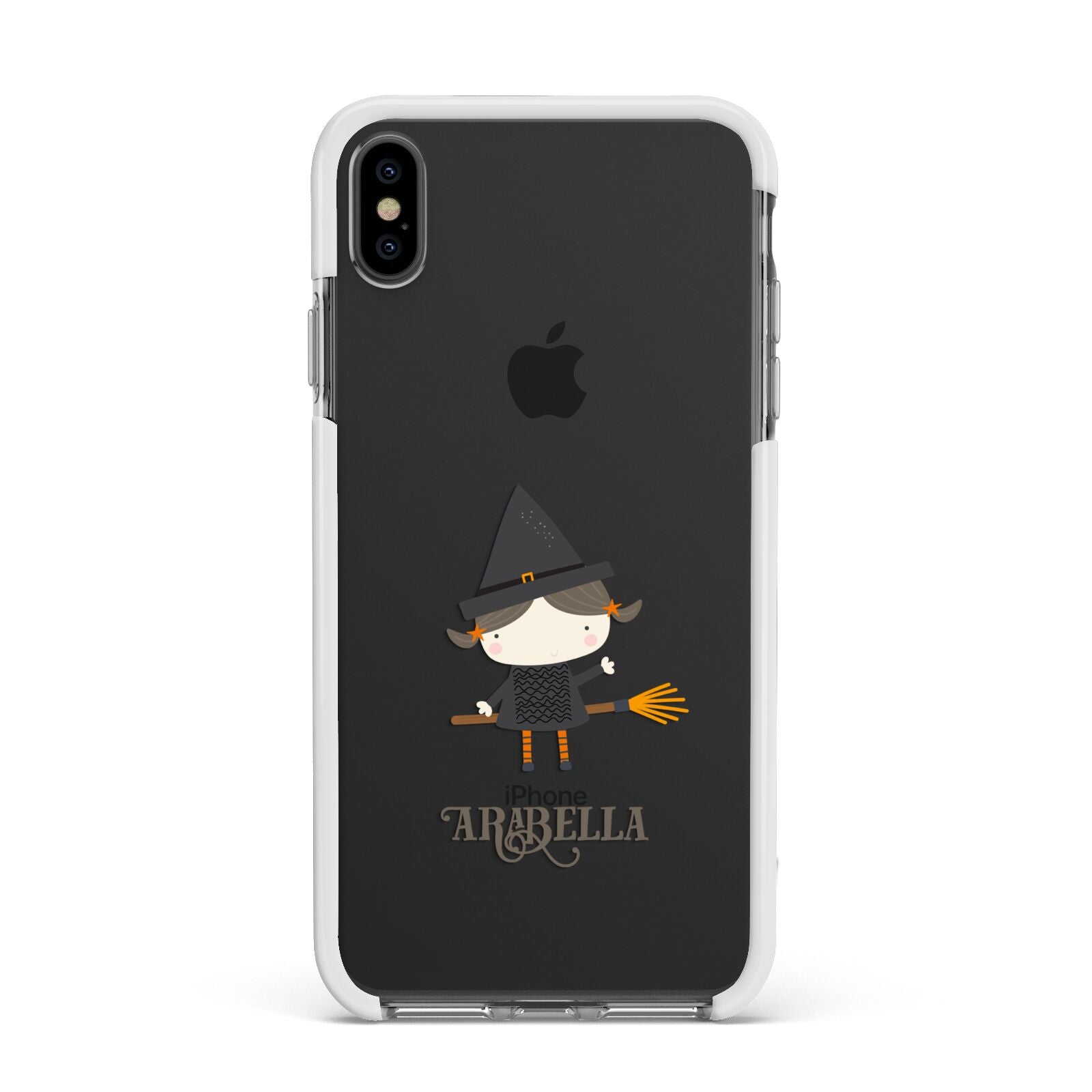 Girl Witch Personalised Apple iPhone Xs Max Impact Case White Edge on Black Phone