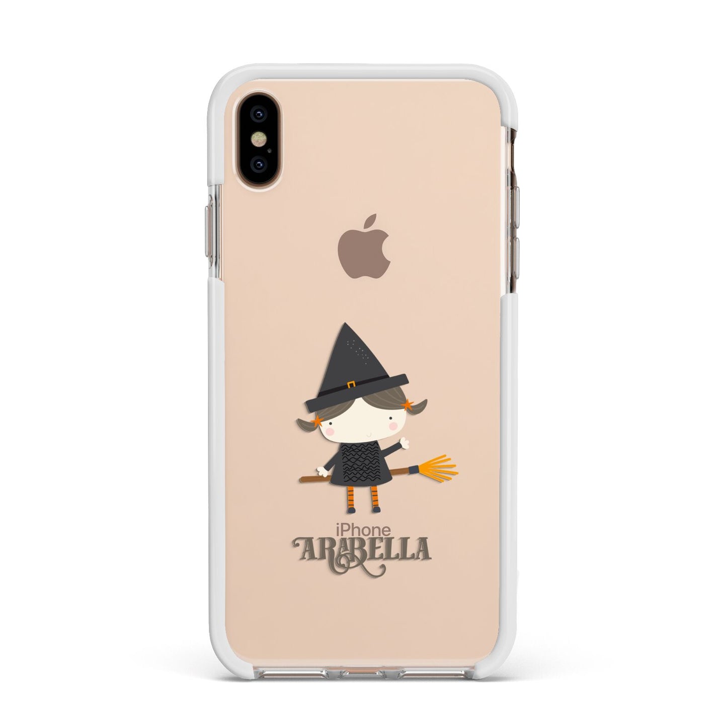 Girl Witch Personalised Apple iPhone Xs Max Impact Case White Edge on Gold Phone