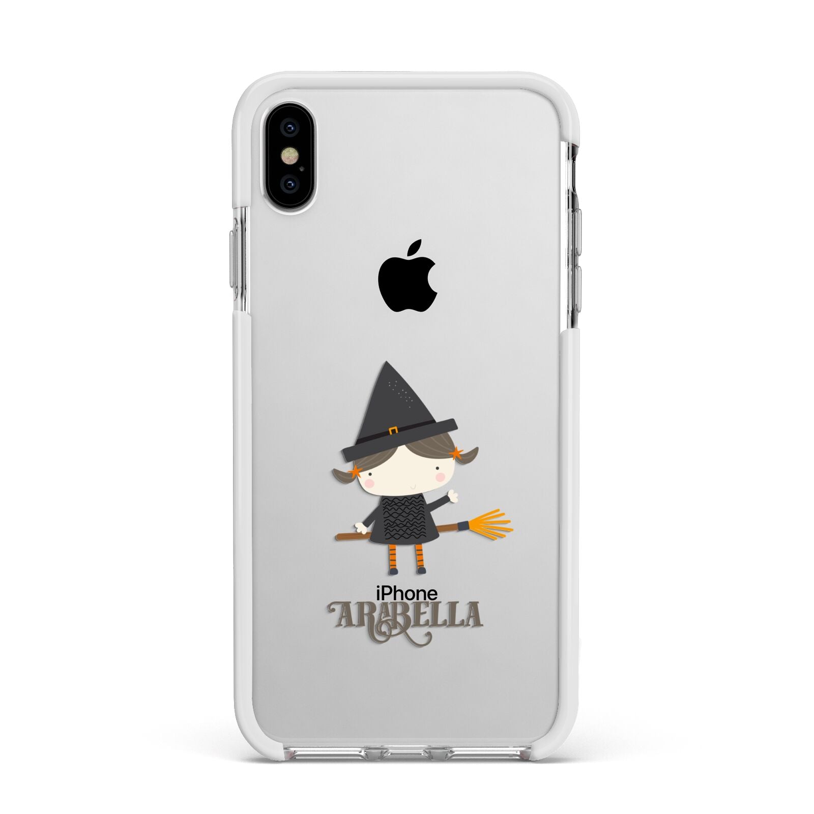 Girl Witch Personalised Apple iPhone Xs Max Impact Case White Edge on Silver Phone