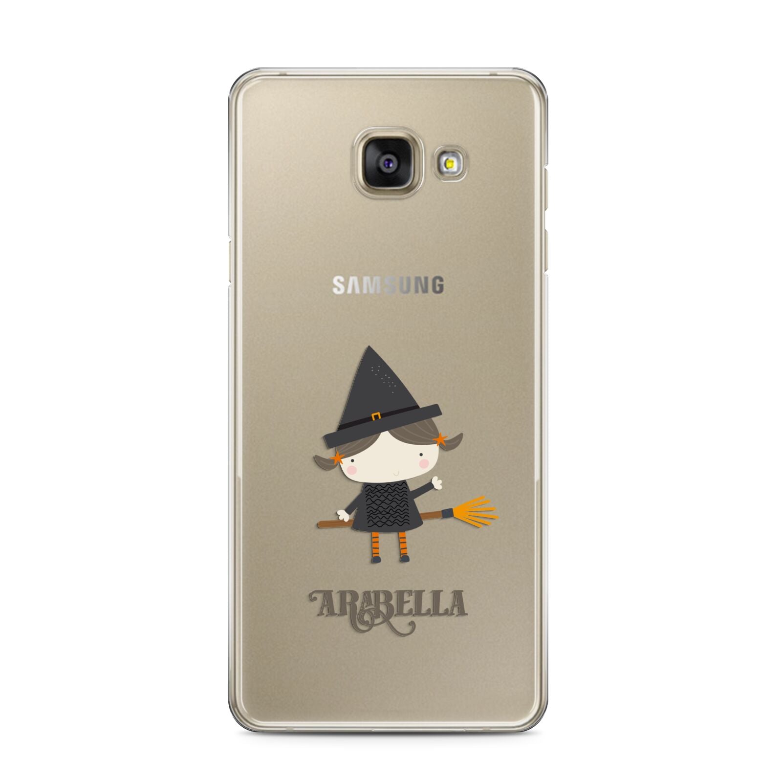 Girl Witch Personalised Samsung Galaxy A3 2016 Case on gold phone