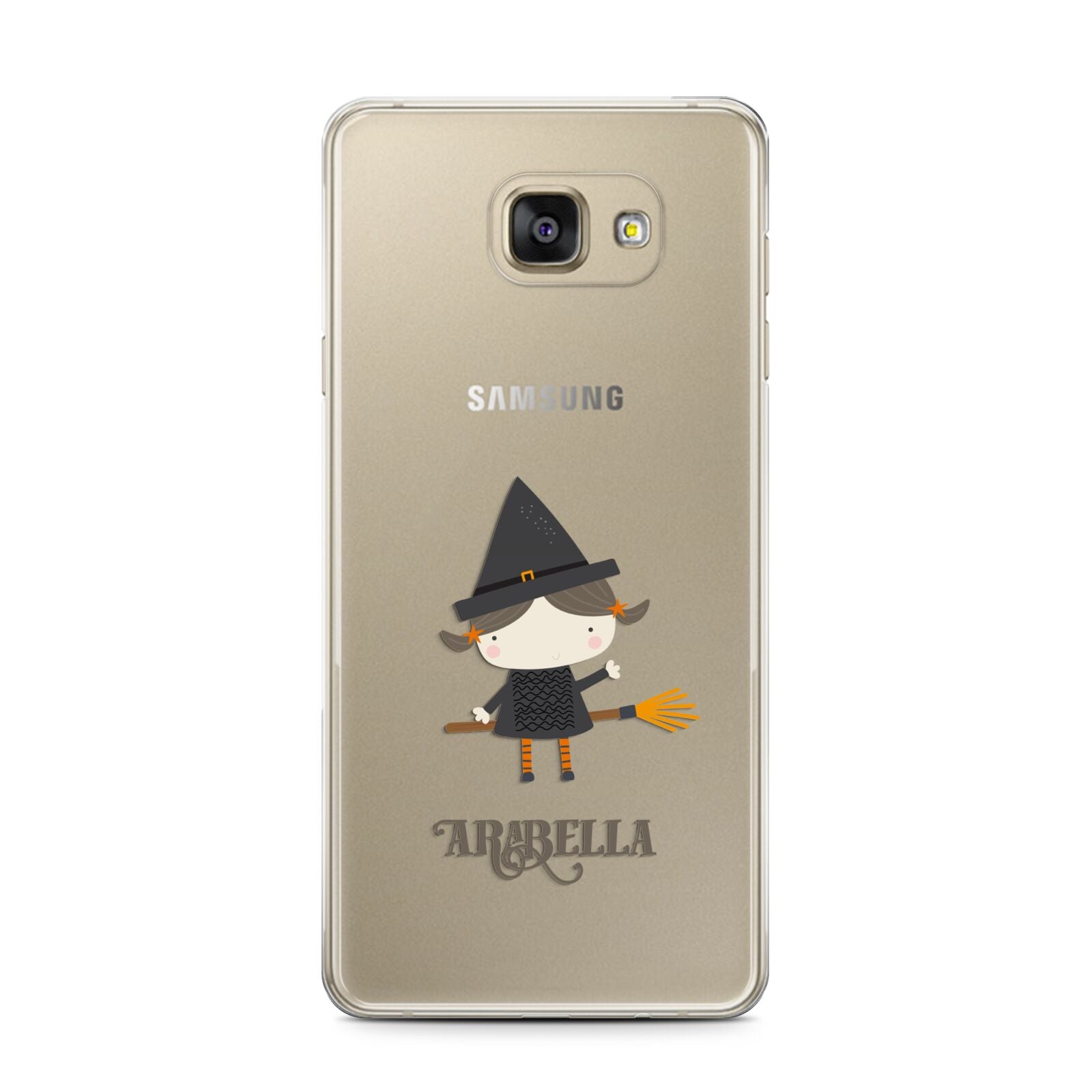 Girl Witch Personalised Samsung Galaxy A7 2016 Case on gold phone