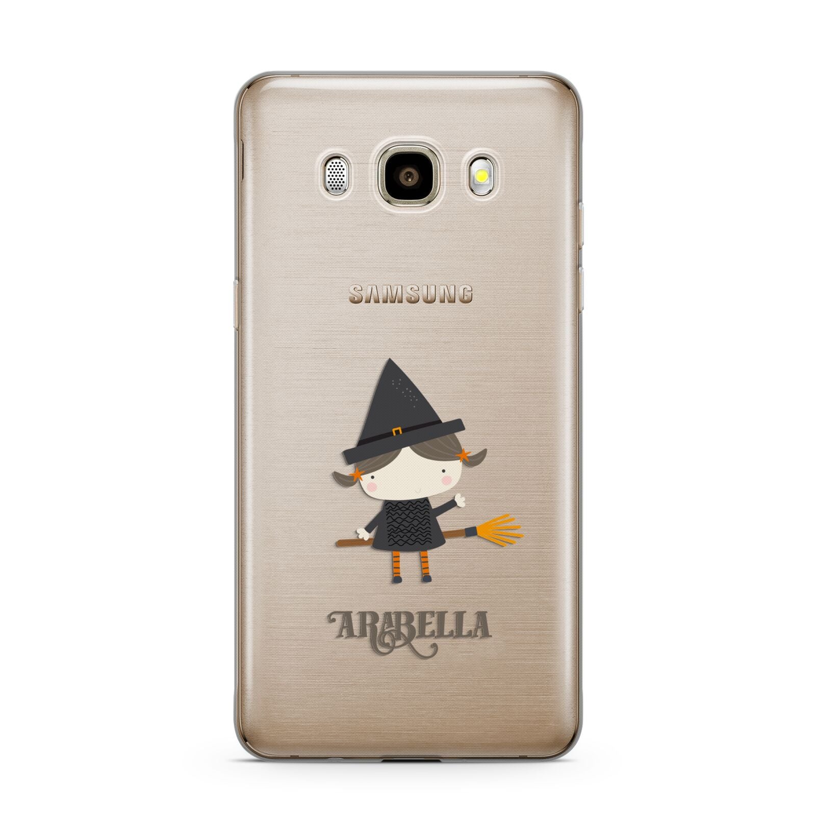 Girl Witch Personalised Samsung Galaxy J7 2016 Case on gold phone