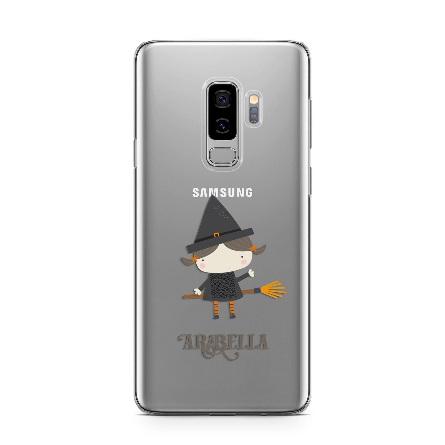 Girl Witch Personalised Samsung Galaxy S9 Plus Case on Silver phone