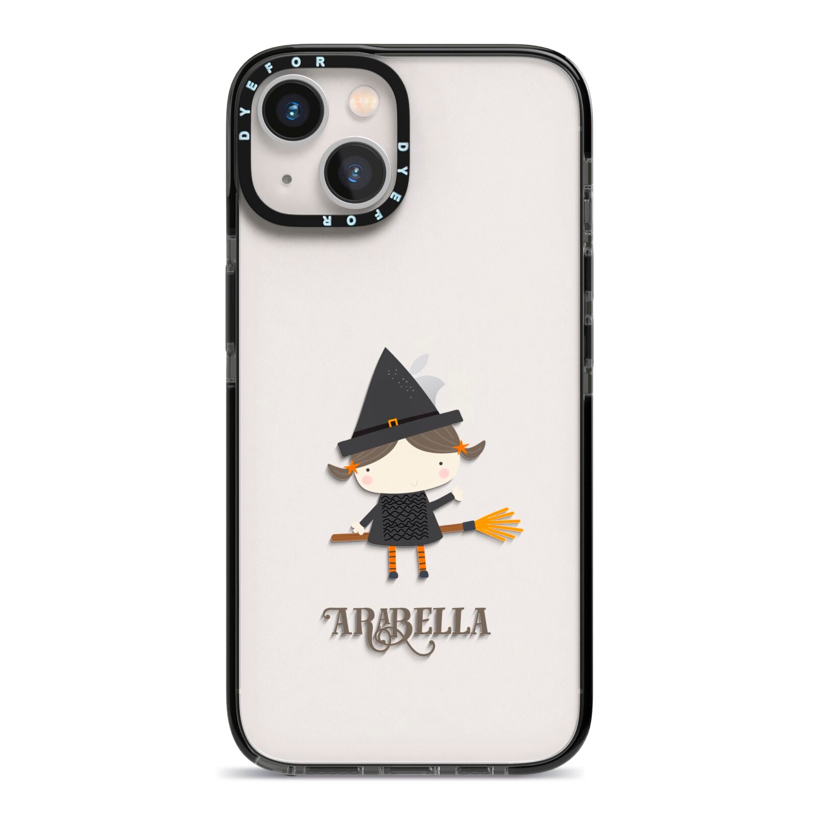 Girl Witch Personalised iPhone 13 Black Impact Case on Silver phone