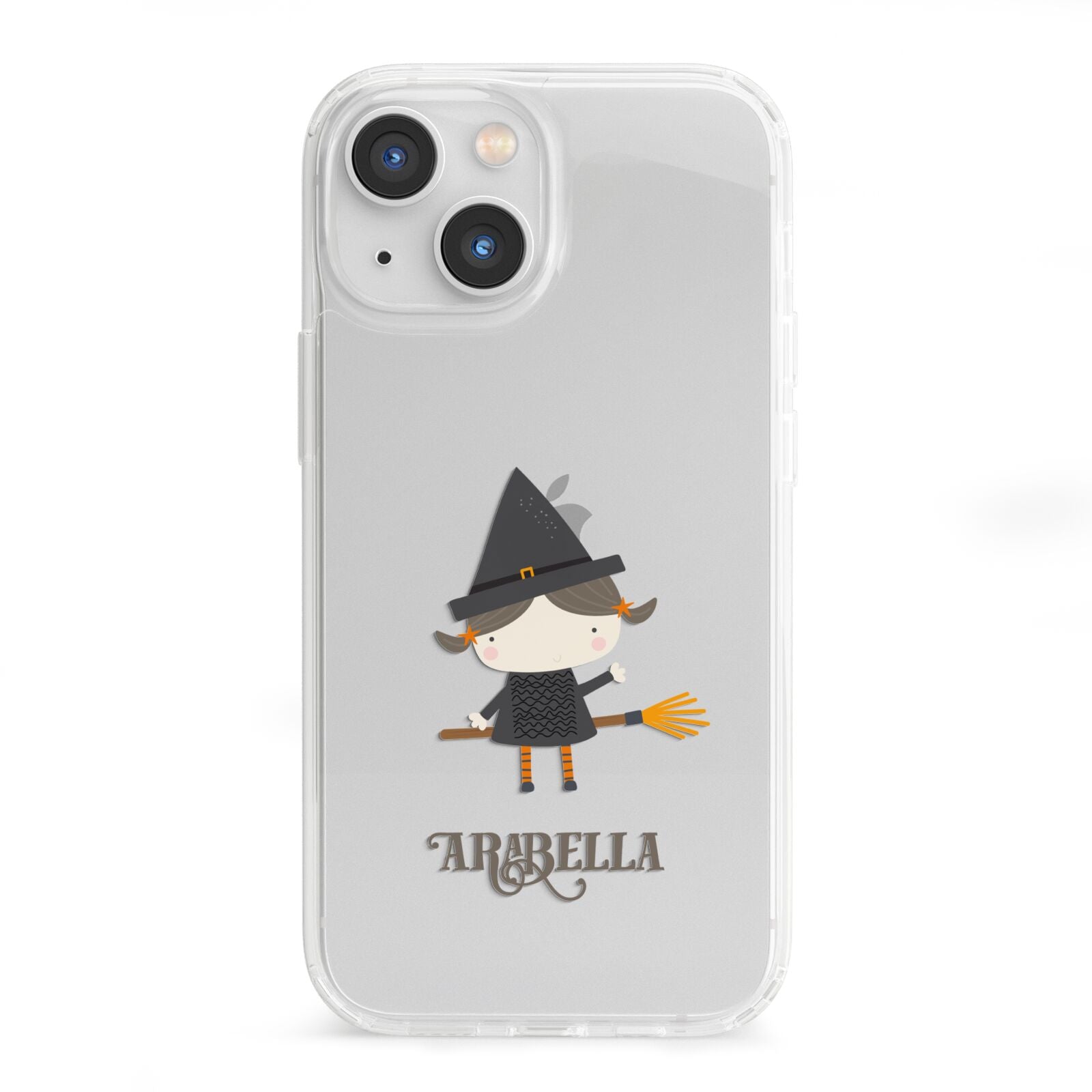 Girl Witch Personalised iPhone 13 Mini Clear Bumper Case