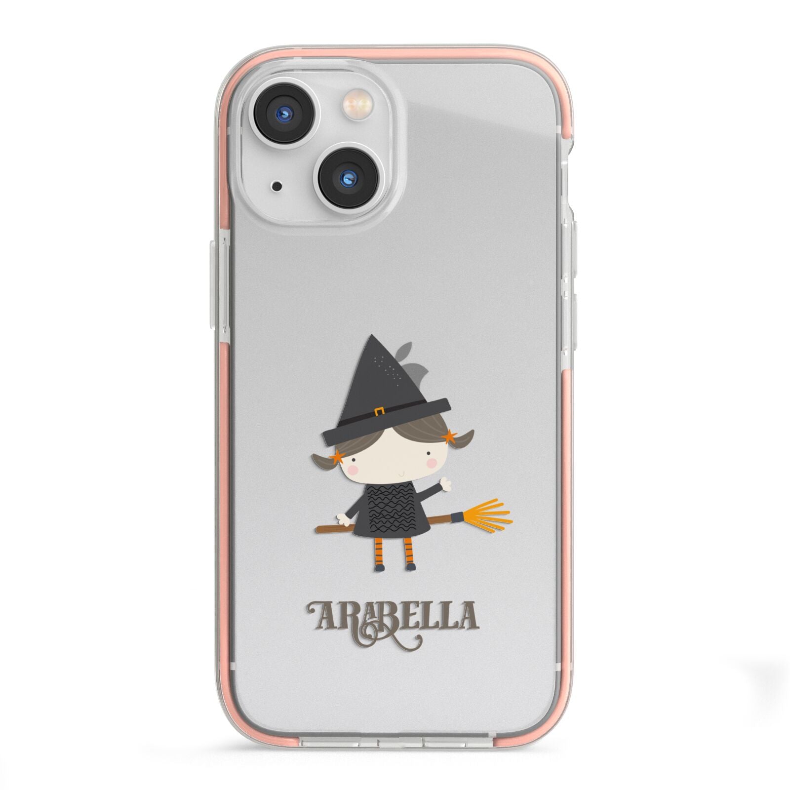 Girl Witch Personalised iPhone 13 Mini TPU Impact Case with Pink Edges