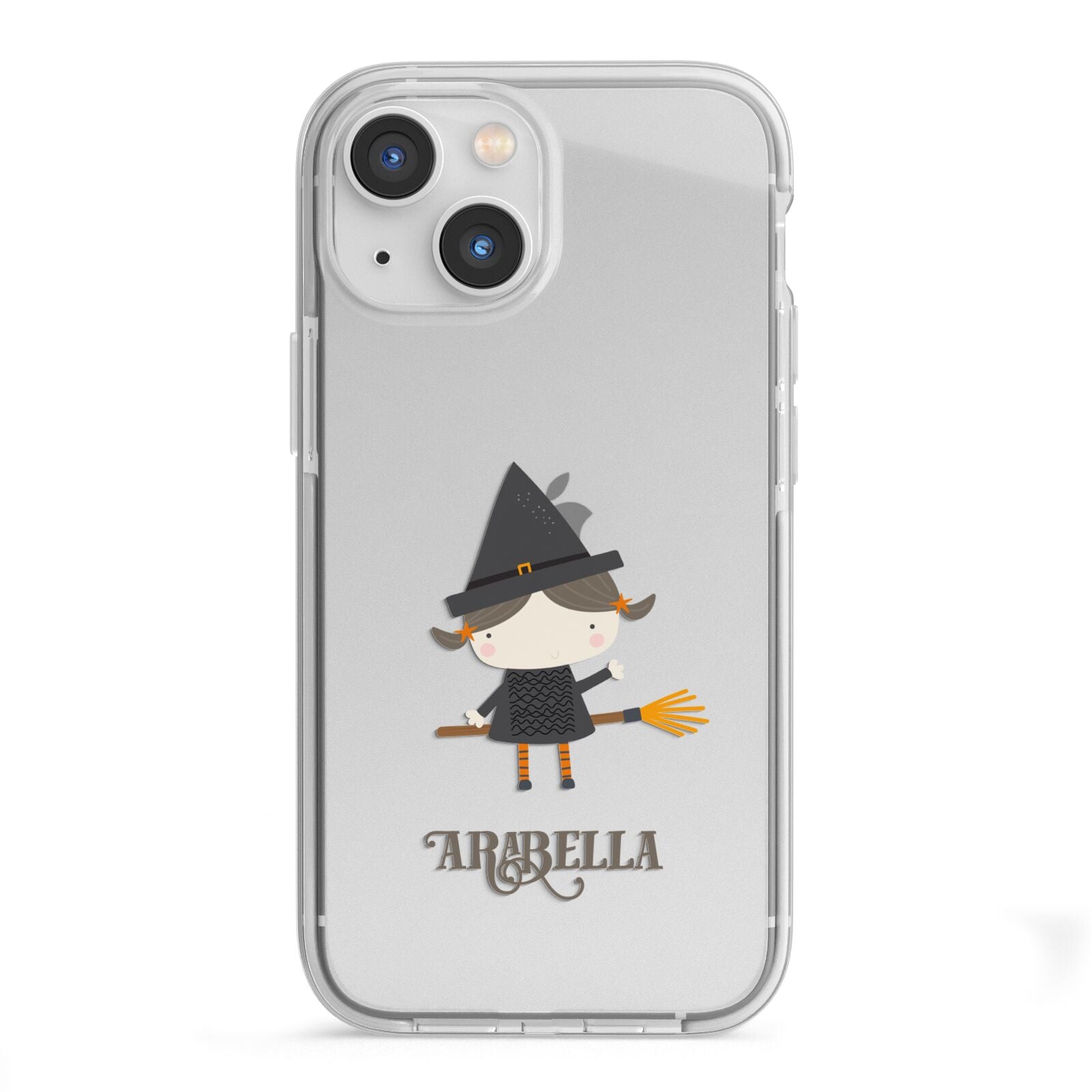 Girl Witch Personalised iPhone 13 Mini TPU Impact Case with White Edges