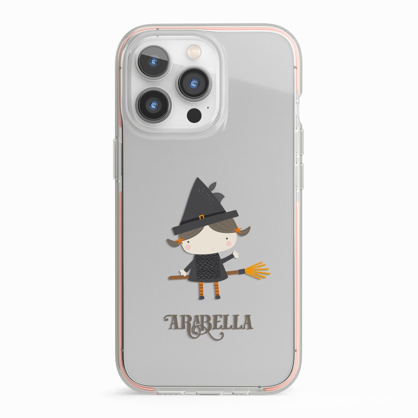 Girl Witch Personalised iPhone 13 Pro TPU Impact Case with Pink Edges