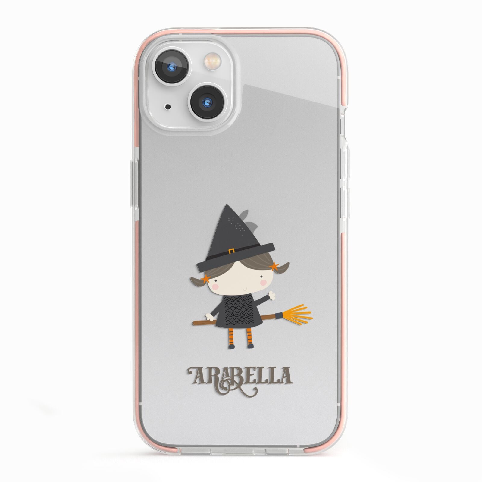 Girl Witch Personalised iPhone 13 TPU Impact Case with Pink Edges