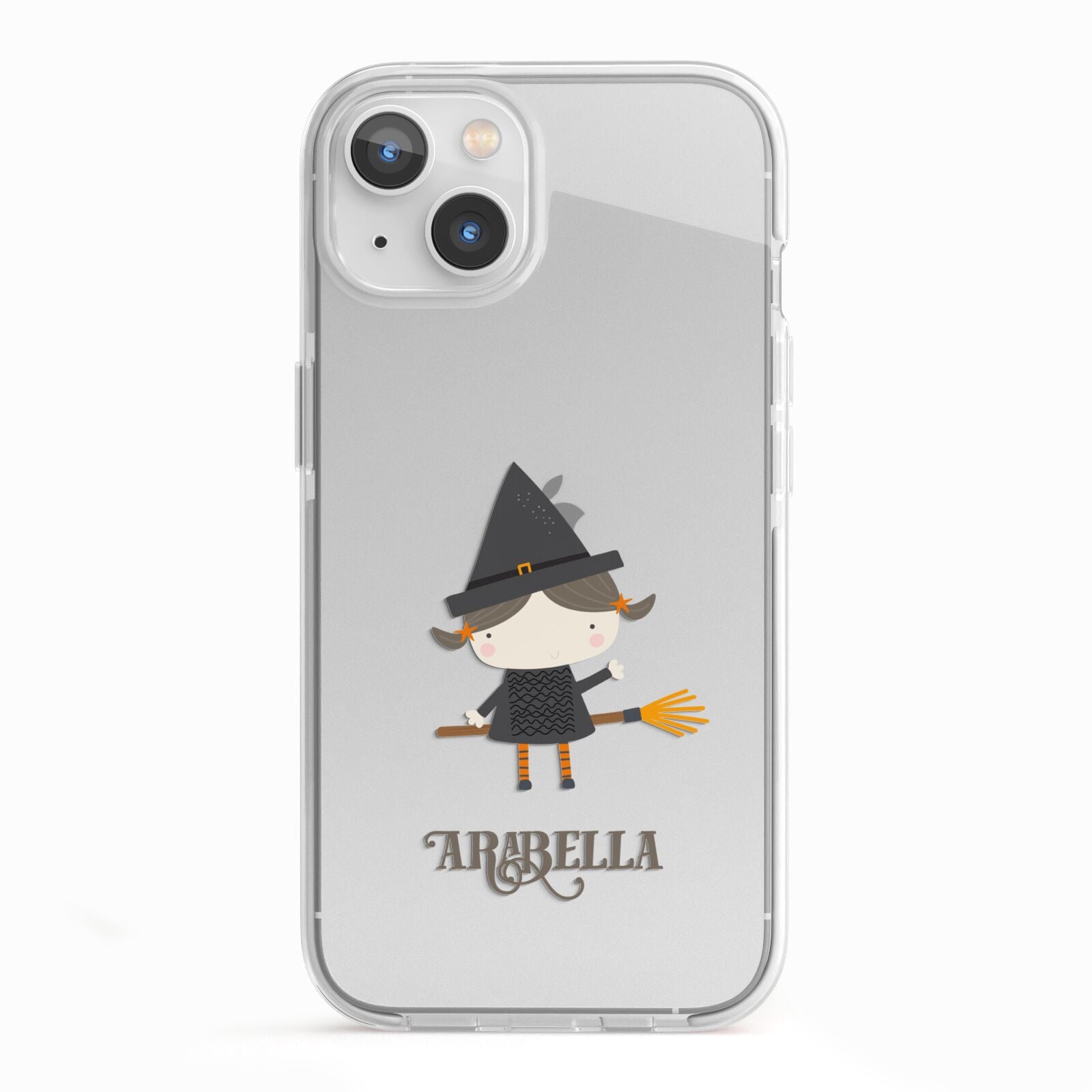 Girl Witch Personalised iPhone 13 TPU Impact Case with White Edges