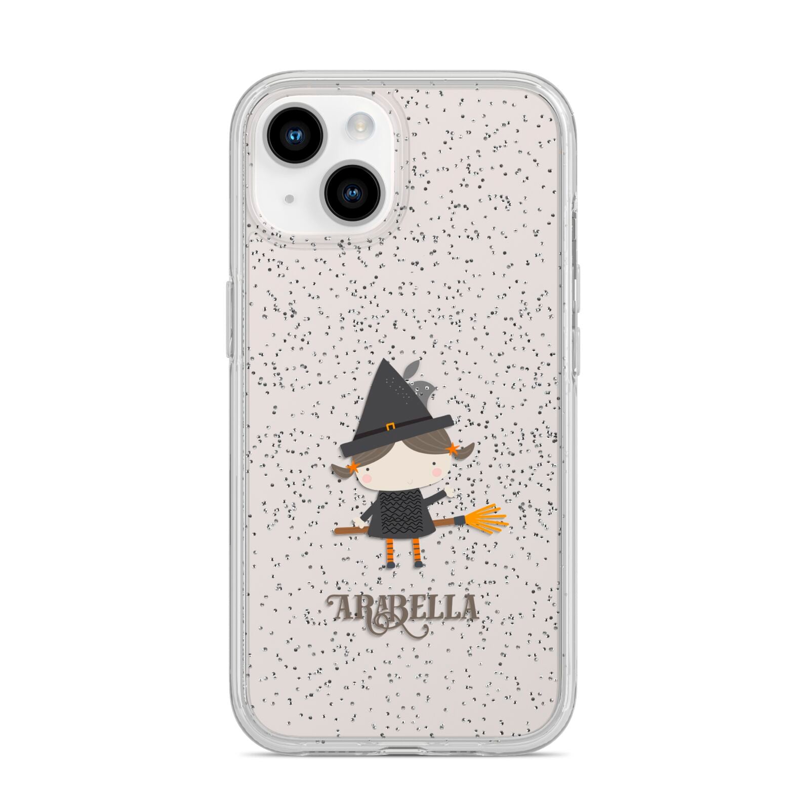 Girl Witch Personalised iPhone 14 Glitter Tough Case Starlight