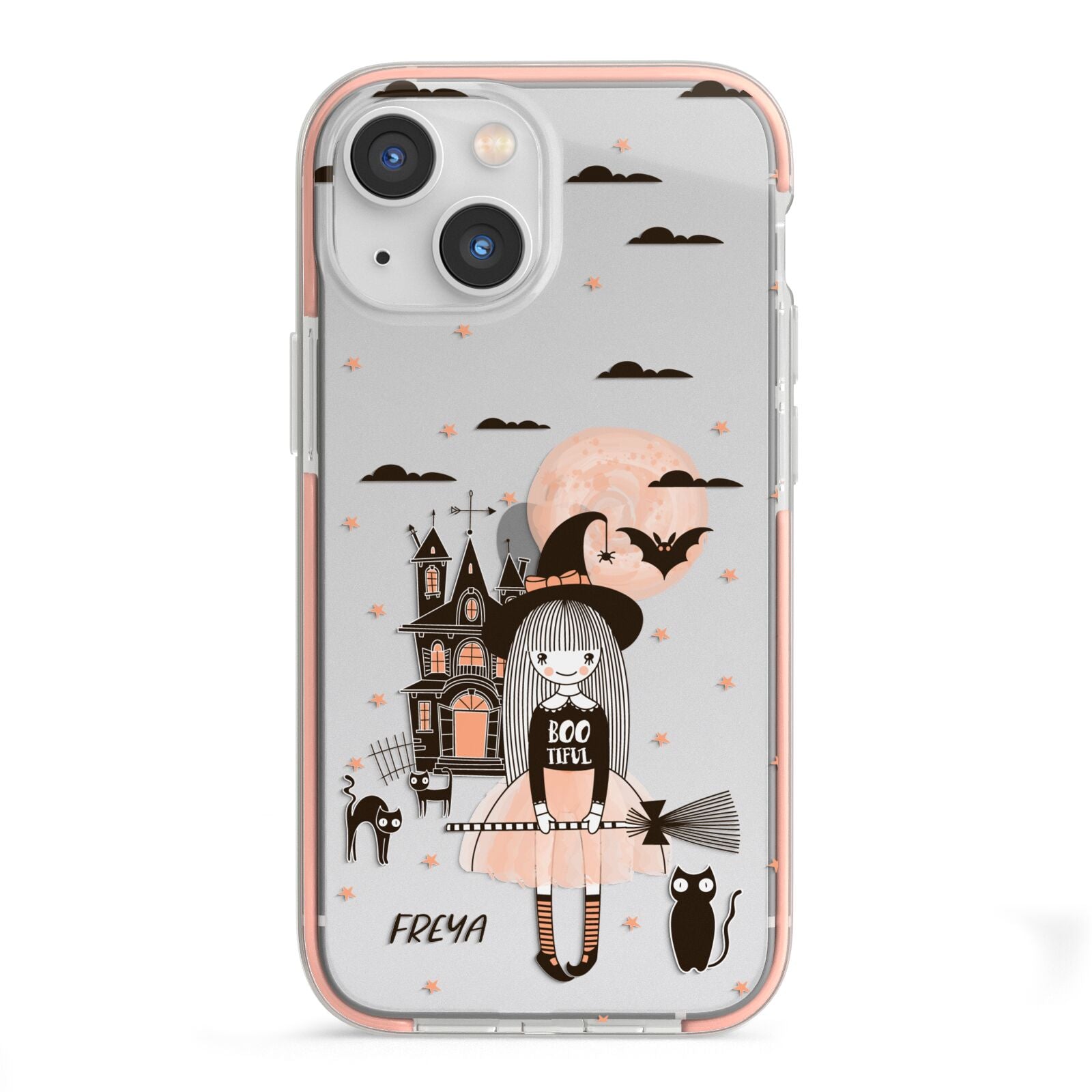 Girl Witch iPhone 13 Mini TPU Impact Case with Pink Edges