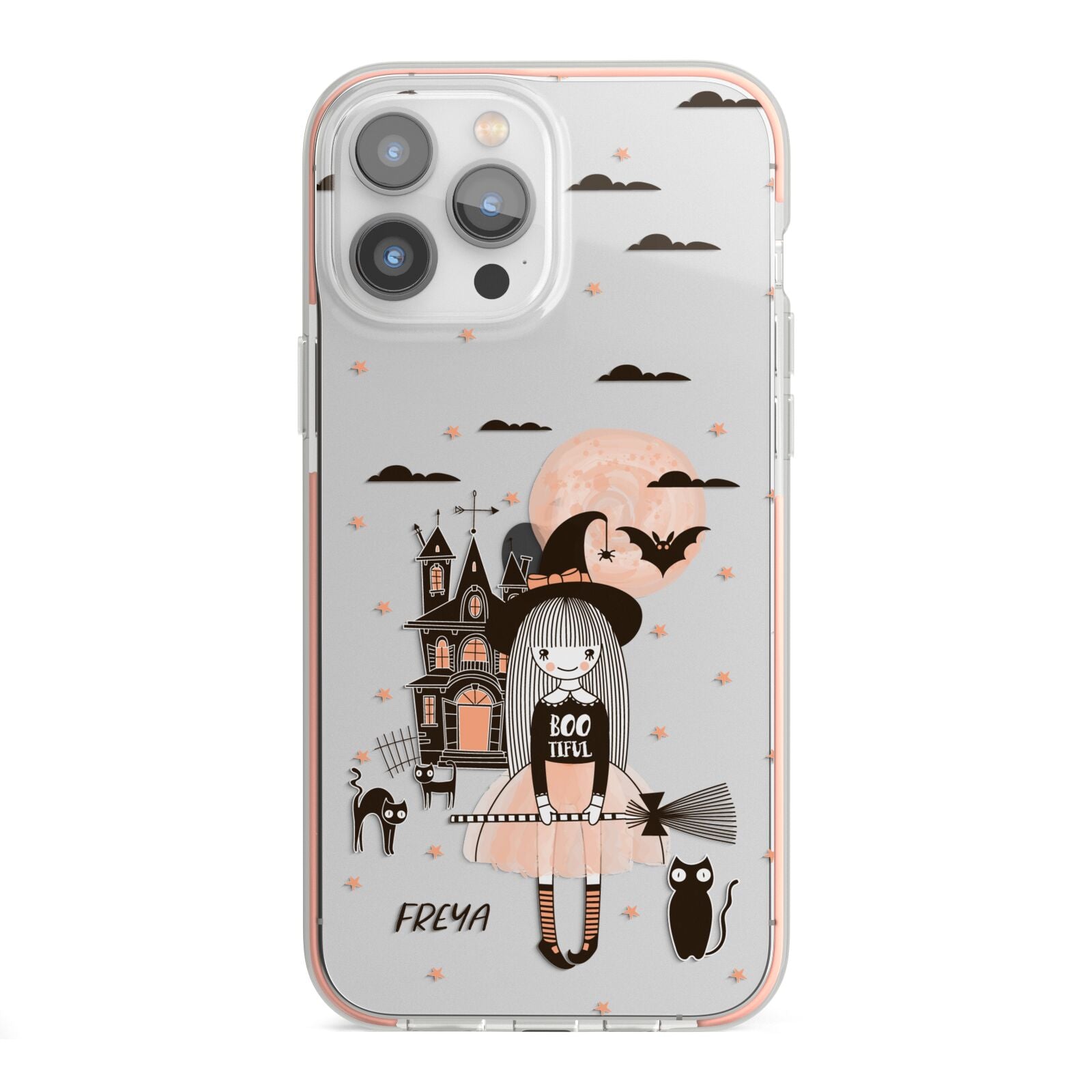 Girl Witch iPhone 13 Pro Max TPU Impact Case with Pink Edges
