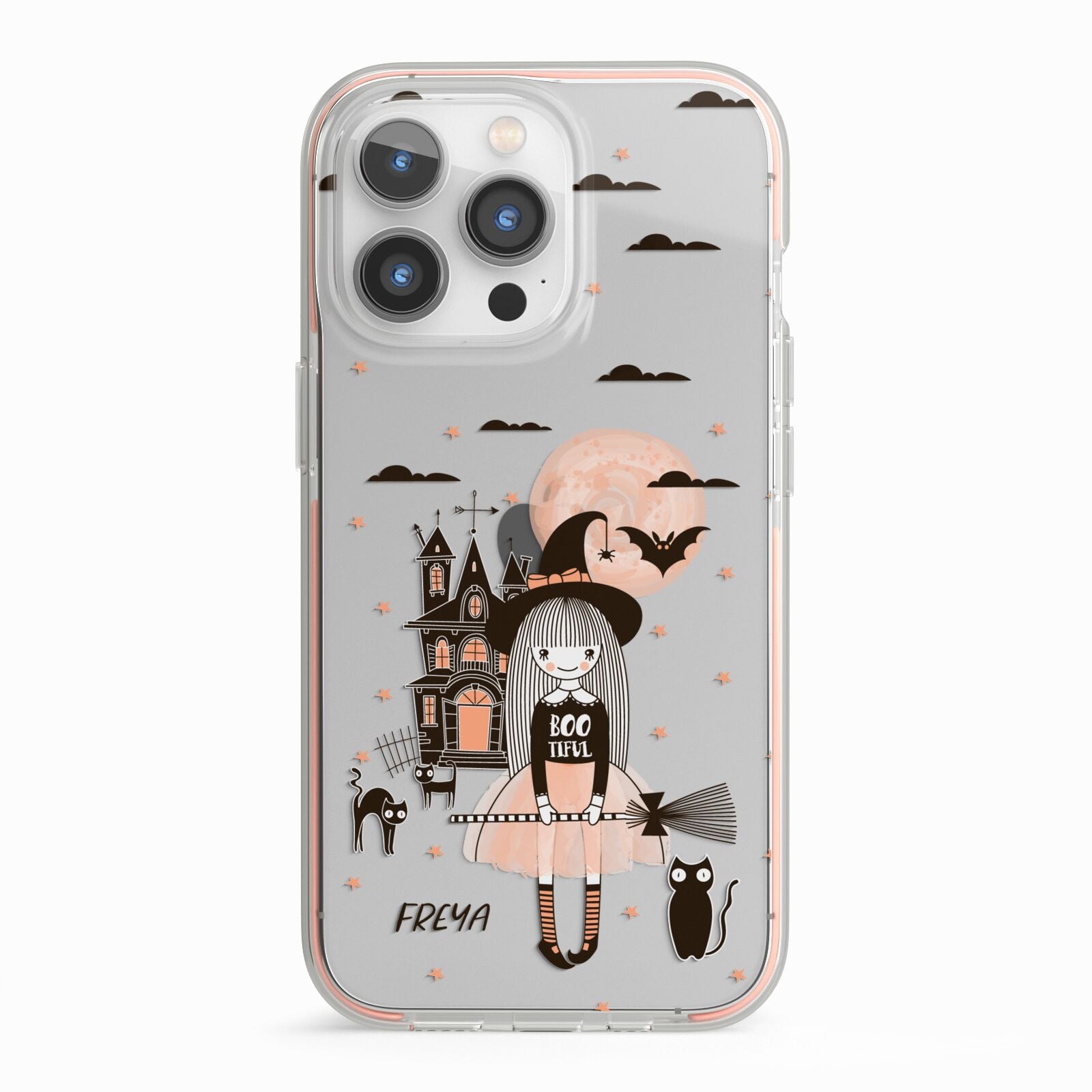 Girl Witch iPhone 13 Pro TPU Impact Case with Pink Edges