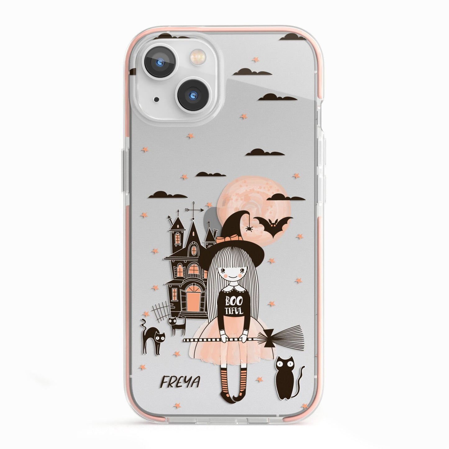 Girl Witch iPhone 13 TPU Impact Case with Pink Edges