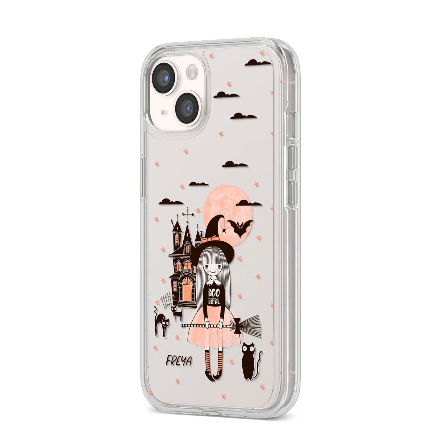 Girl Witch iPhone 14 Clear Tough Case Starlight Angled Image