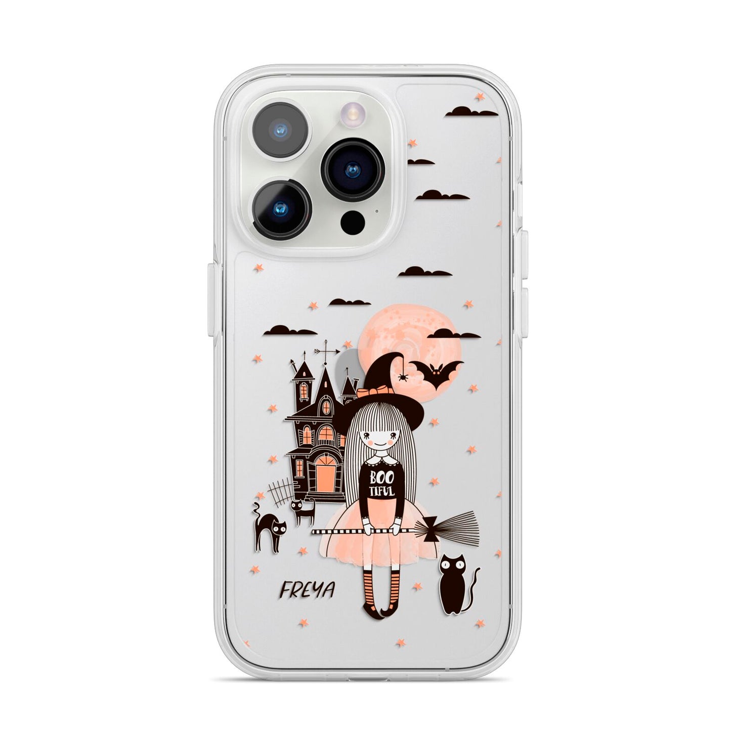 Girl Witch iPhone 14 Pro Clear Tough Case Silver