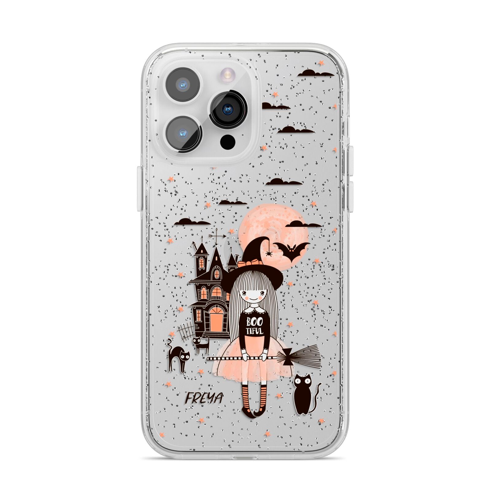 Girl Witch iPhone 14 Pro Max Glitter Tough Case Silver