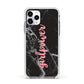 Girlpower Black White Marble Effect Apple iPhone 11 Pro in Silver with White Impact Case