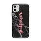 Girlpower Black White Marble Effect Apple iPhone 11 in White with Bumper Case