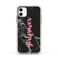 Girlpower Black White Marble Effect Apple iPhone 11 in White with White Impact Case