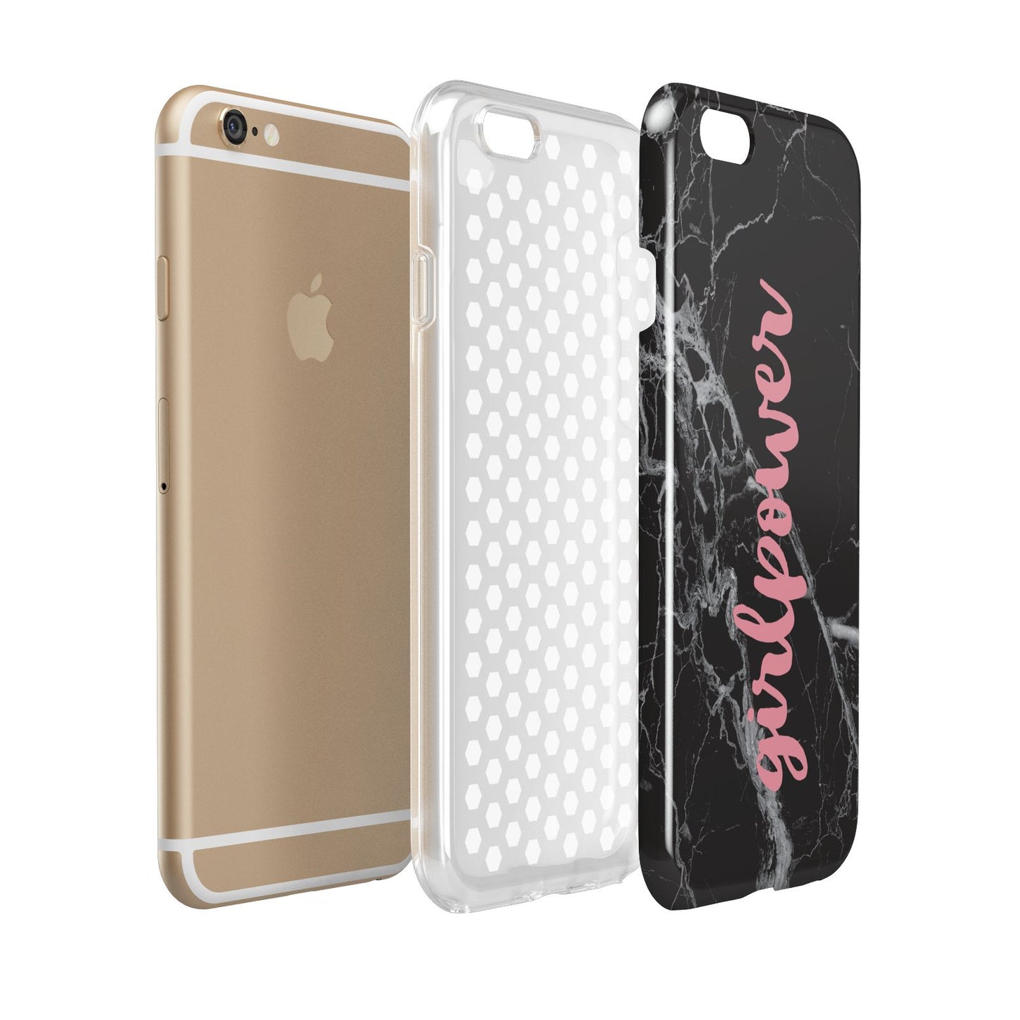 Girlpower Black White Marble Effect Apple iPhone 6 3D Tough Case Expanded view