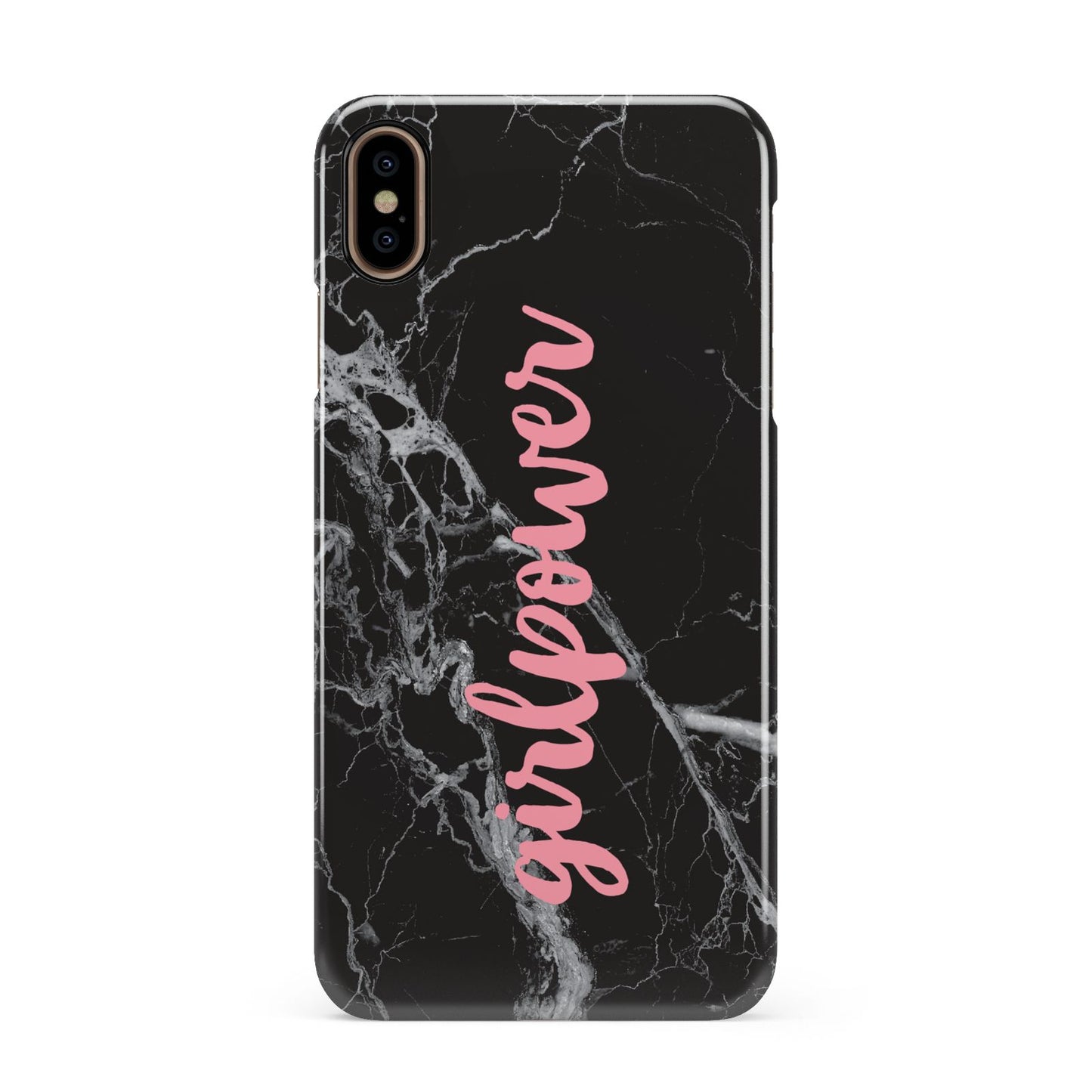 Girlpower Black White Marble Effect Apple iPhone Xs Max 3D Snap Case
