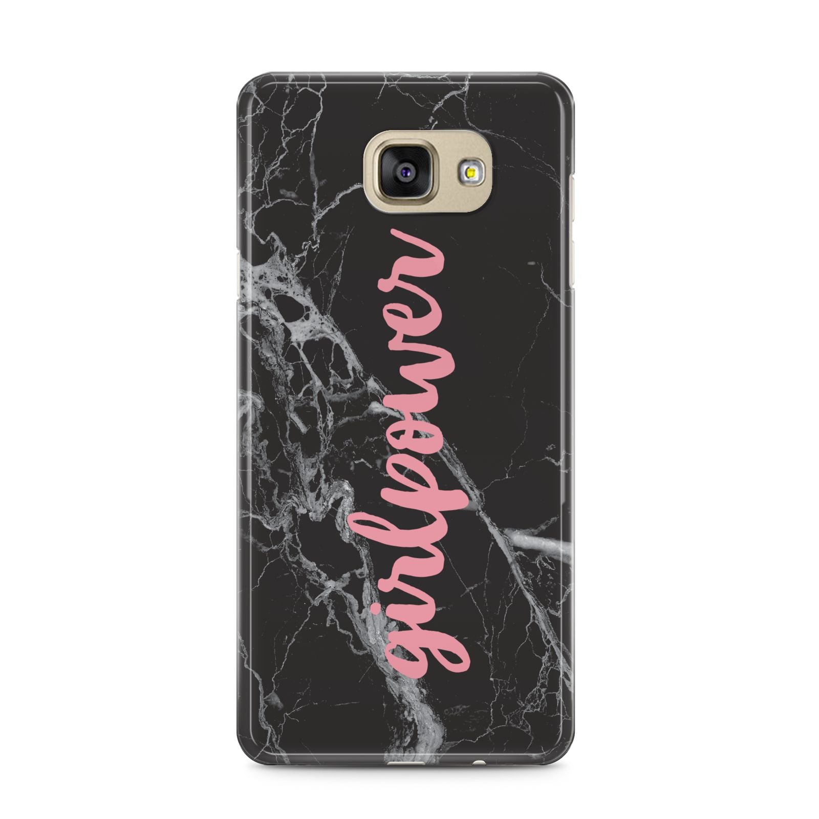 Girlpower Black White Marble Effect Samsung Galaxy A5 2016 Case on gold phone